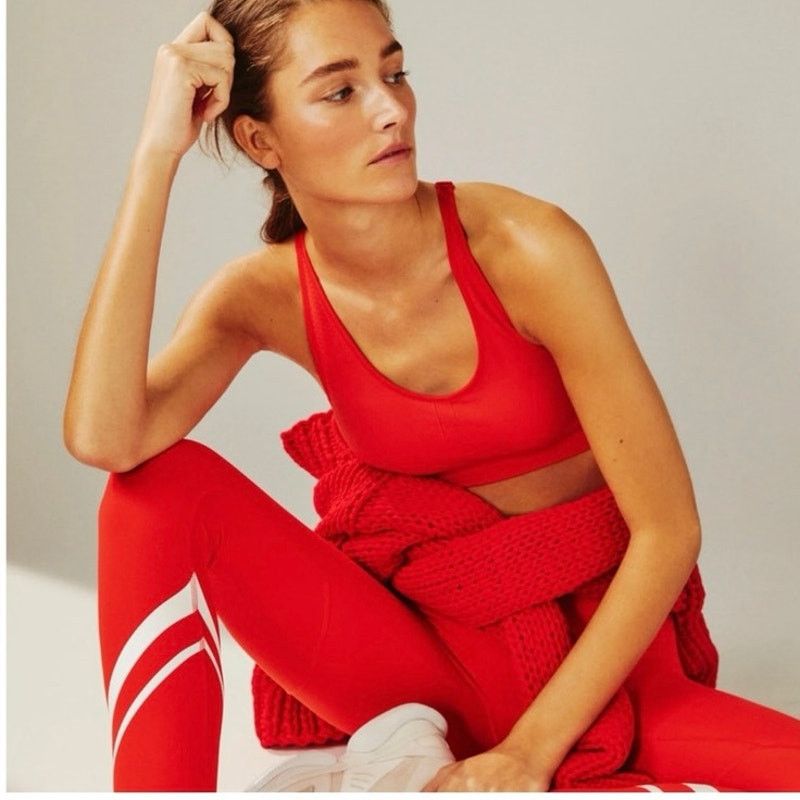 Tory Burch TORY BURCH Cropped Chevron Athletic Leggings Red White Size 27" / US 4 / IT 40 - 1 Thumbnail