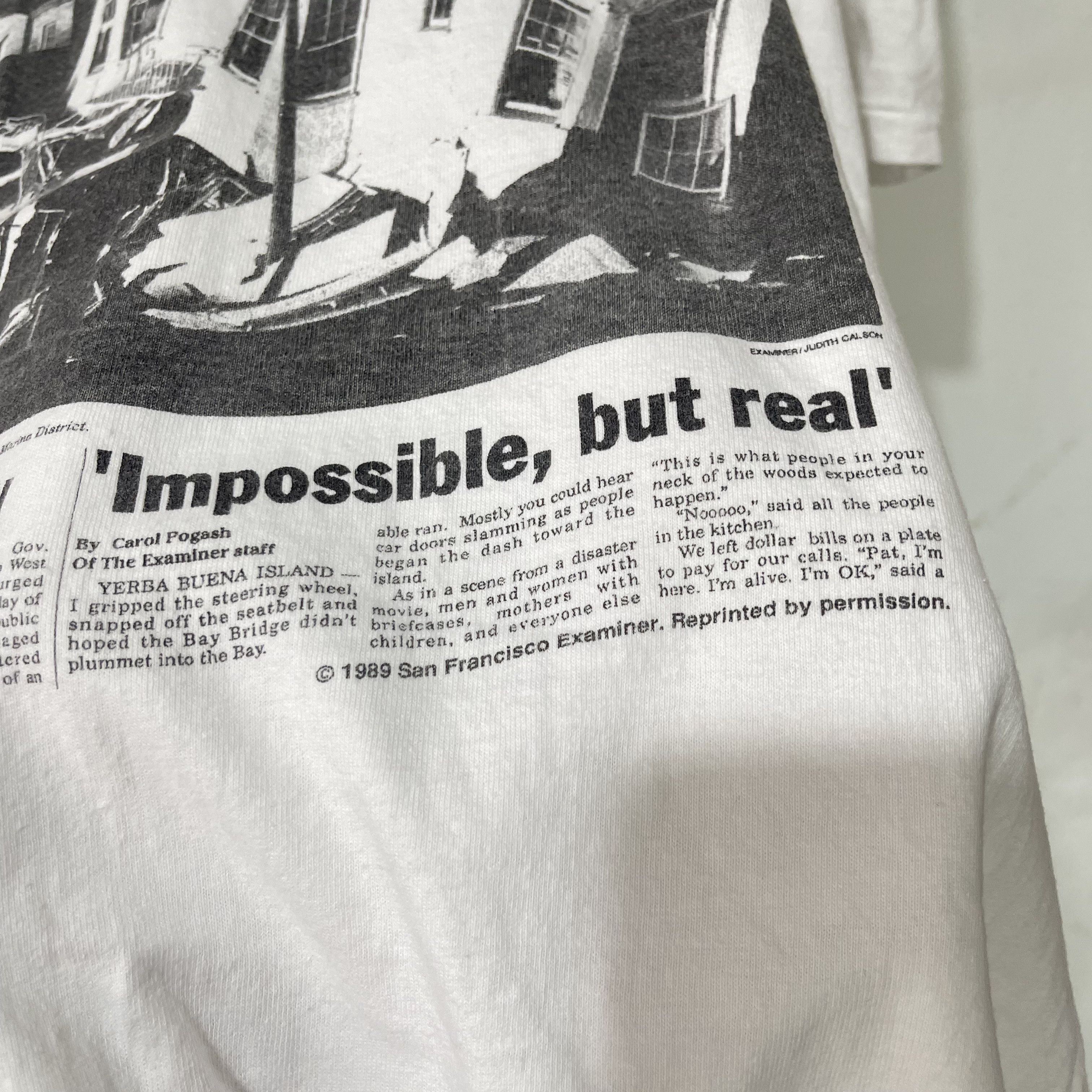 Vintage Vintage 1989 San Francisco Examiner Earthquake T-Shirt Size US XL / EU 56 / 4 - 3 Thumbnail