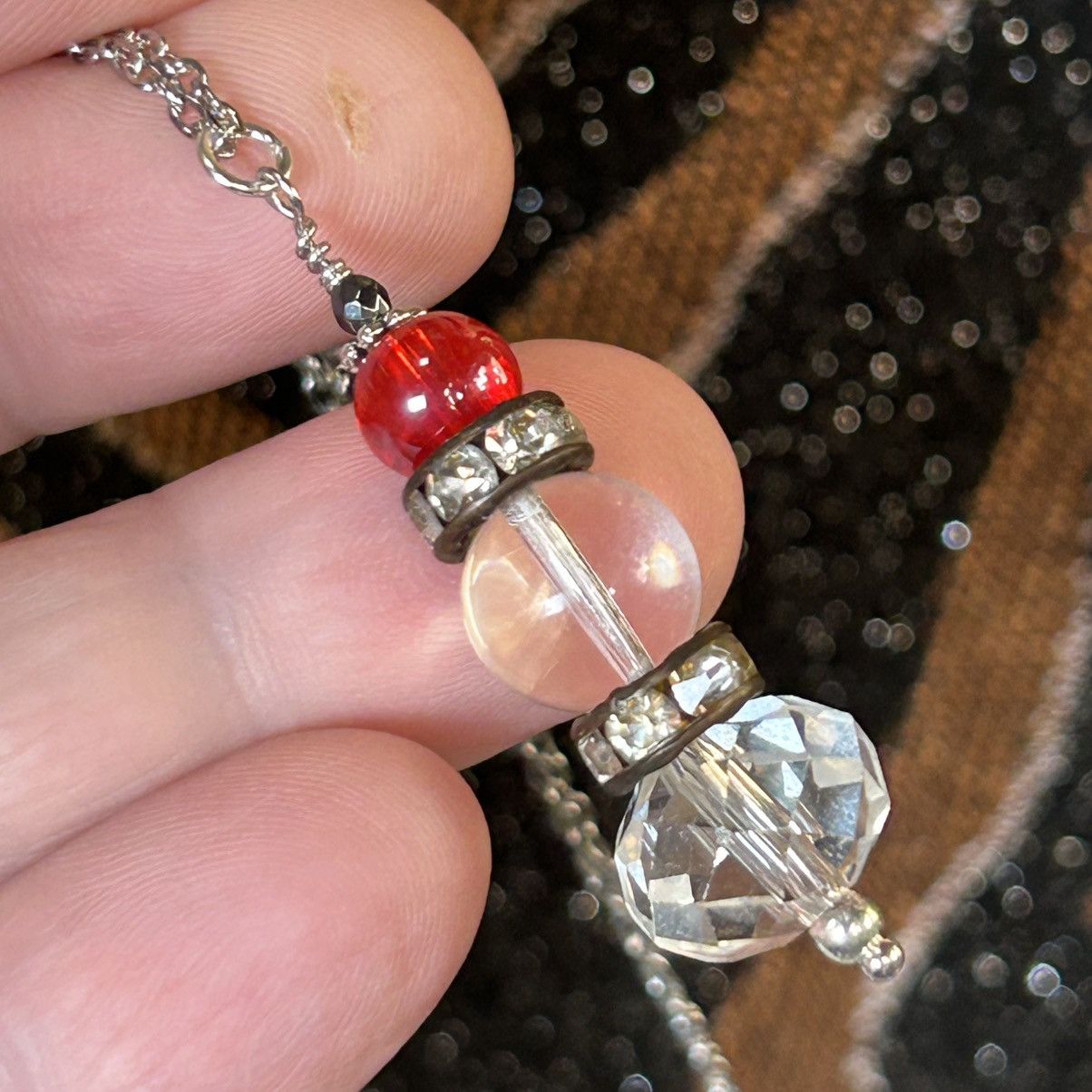 Handmade Handcrafted faceted glass rhondelle hematite necklace Size ONE SIZE - 5 Thumbnail