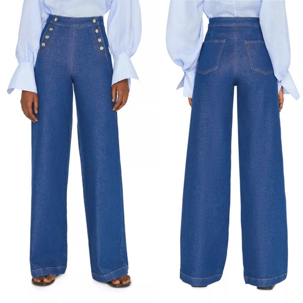 Frame FRAME Sailor Snap High Rise Wide Leg Jeans in Adele Size 31 Size 31" - 1 Thumbnail