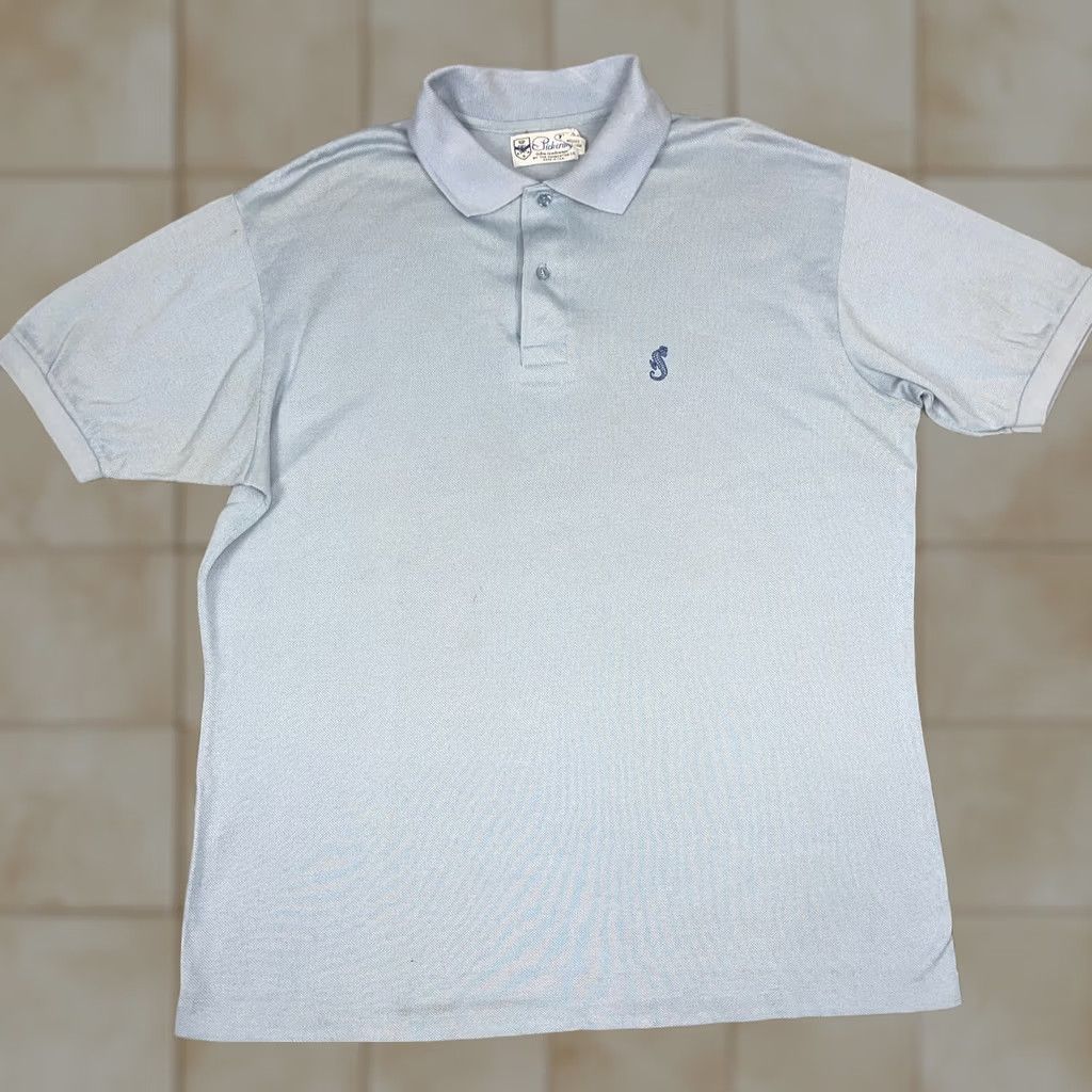 Vintage Pickering Polo Shirt Mens 1XL Ice Blue Cotton Usa Golf, Men's