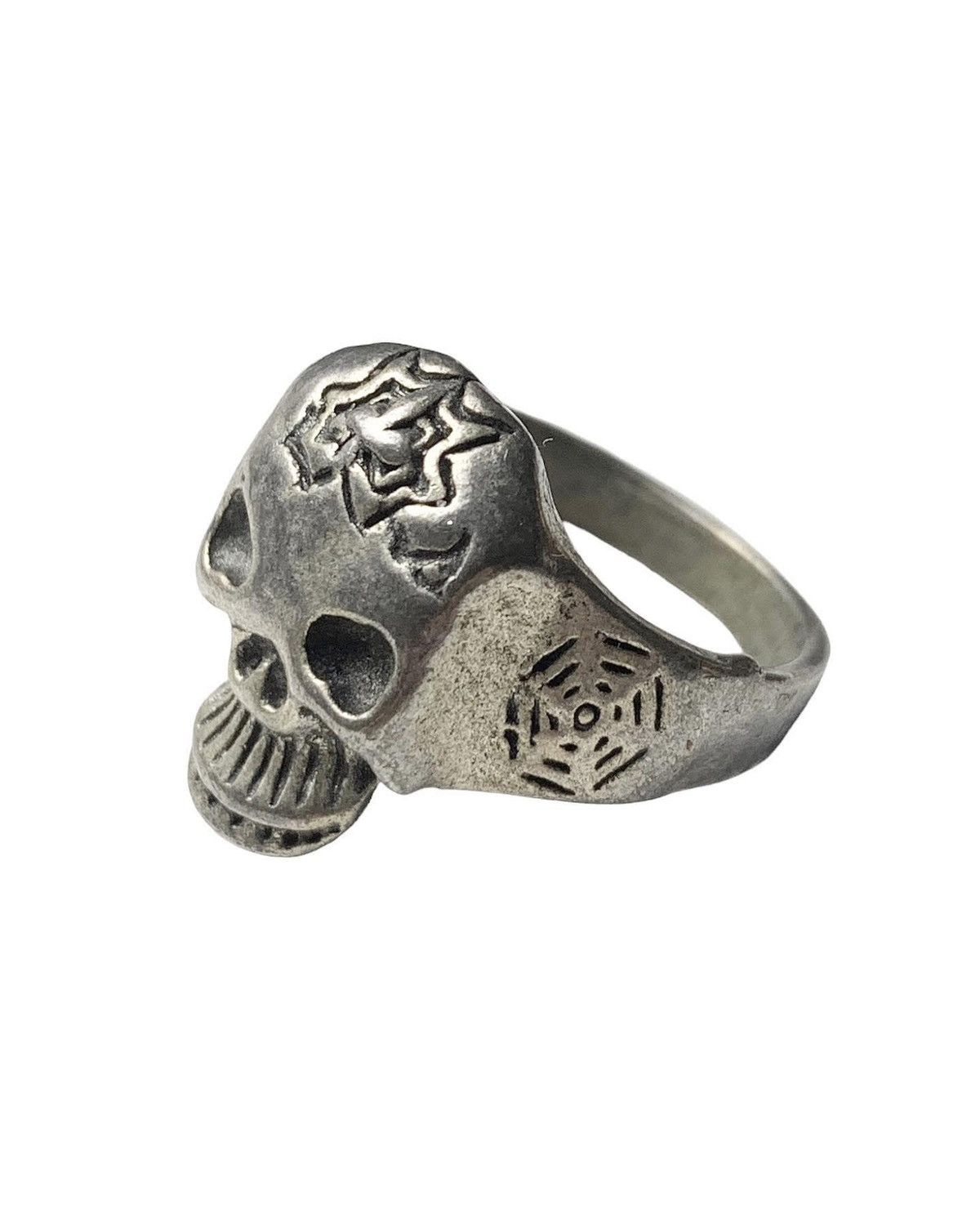 Jewelry x Vintage 2000S Japanese Made Skull Steel Ring in Silver, Men's
