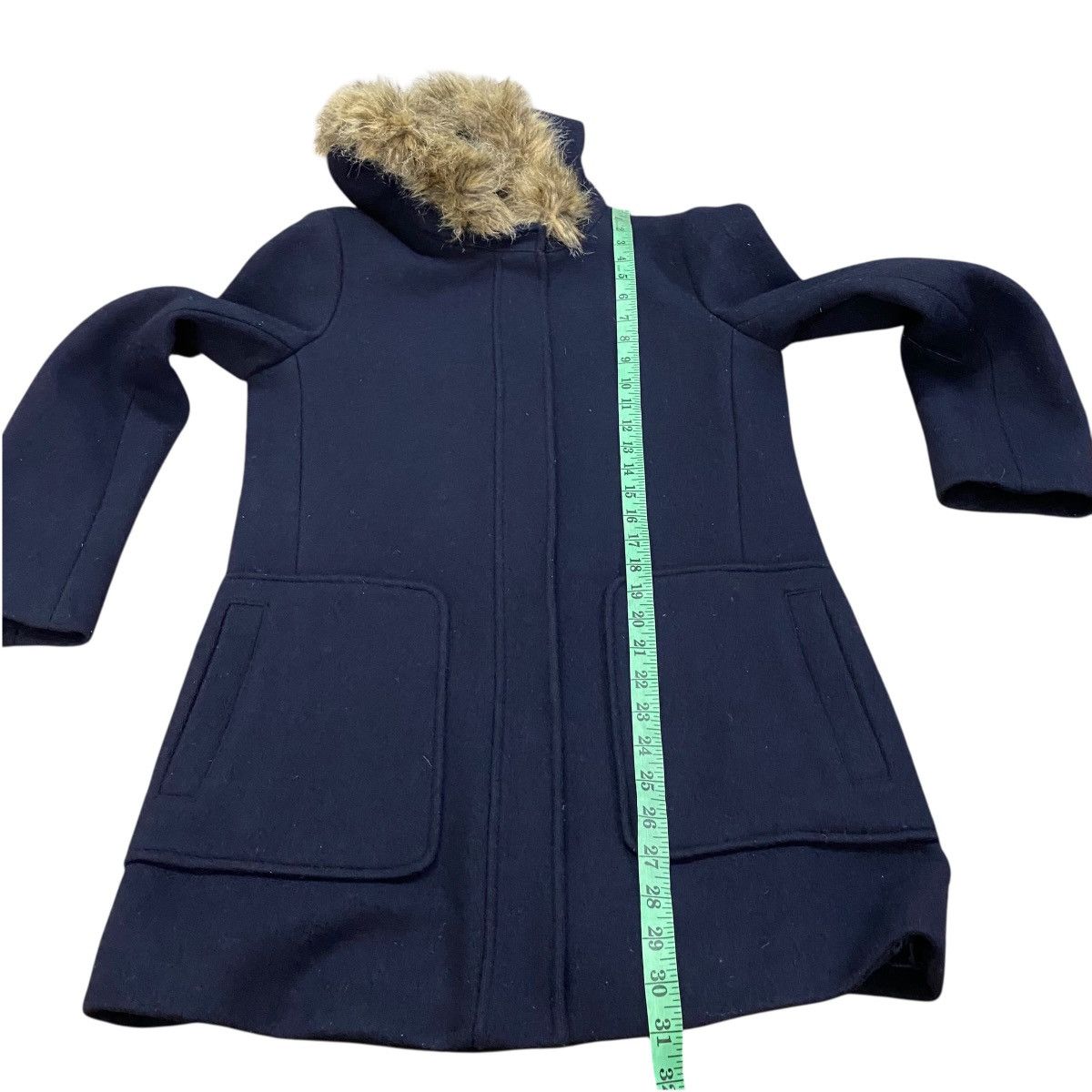 Brooks Brothers Brooks Brothers Red Fleece Wool Coat, Navy Blue Faux Fur Size XS / US 0-2 / IT 36-38 - 13 Thumbnail