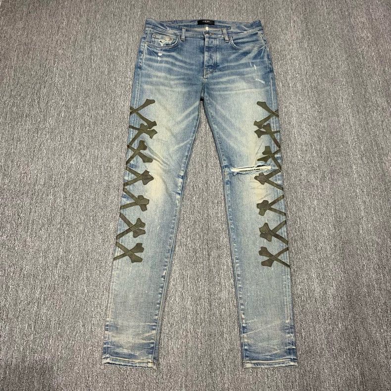Amiri Amiri Blue bone patchwork jeans 2506-Nextarrow Size US 33 - 1 Thumbnail