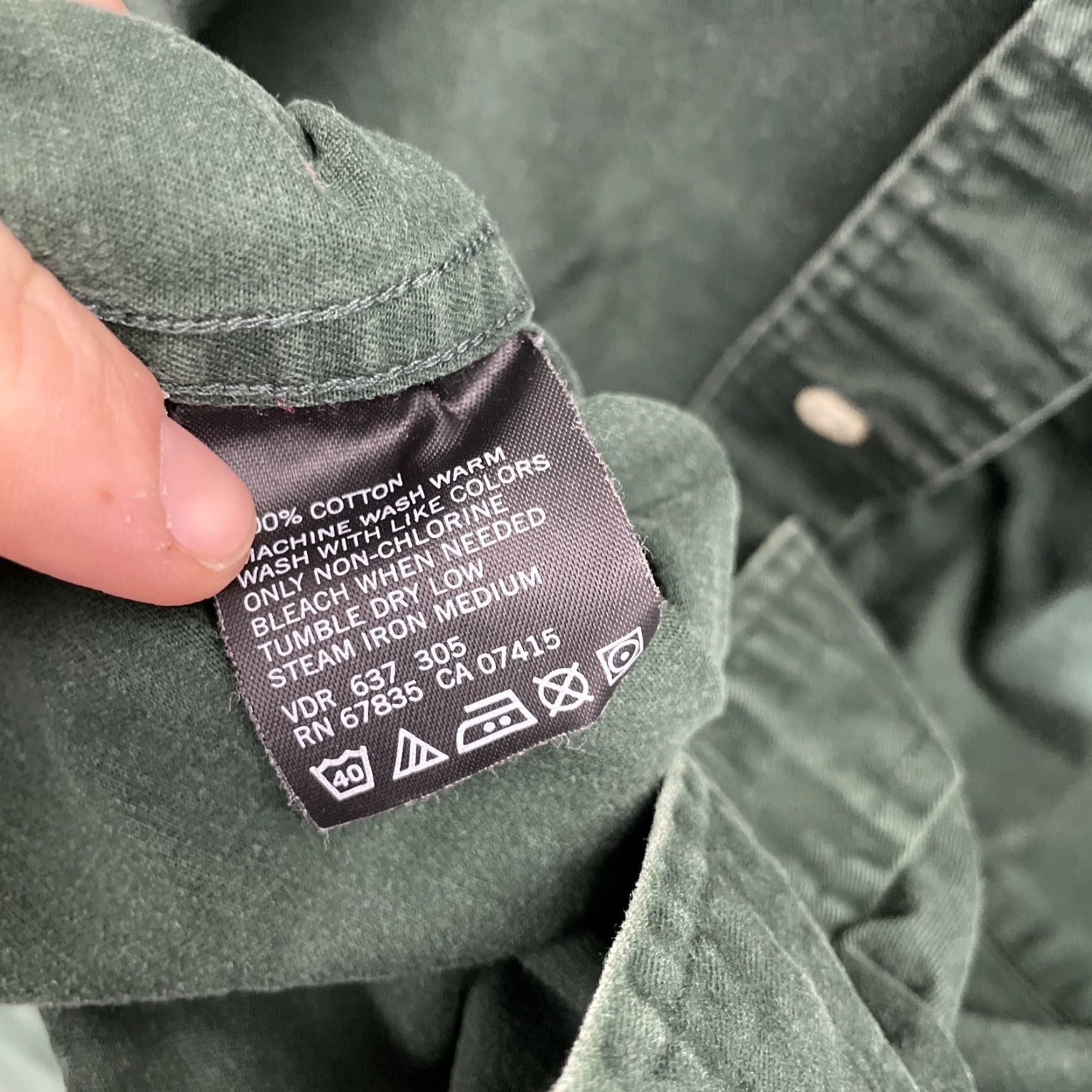 Nautica Nautica Long Sleeve Button Down Dress Shirt XL Extra Large Green Thick Heavy Men Cotton Button-Up Shirt with Pockets" Size 46R - 4 Thumbnail