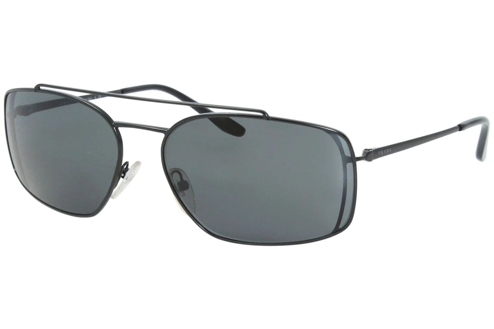 Prada Prada SPR 64V 1BO-1A1 Rectangular Black/Gray Lens Sunglasses Size ONE SIZE - 1 Thumbnail