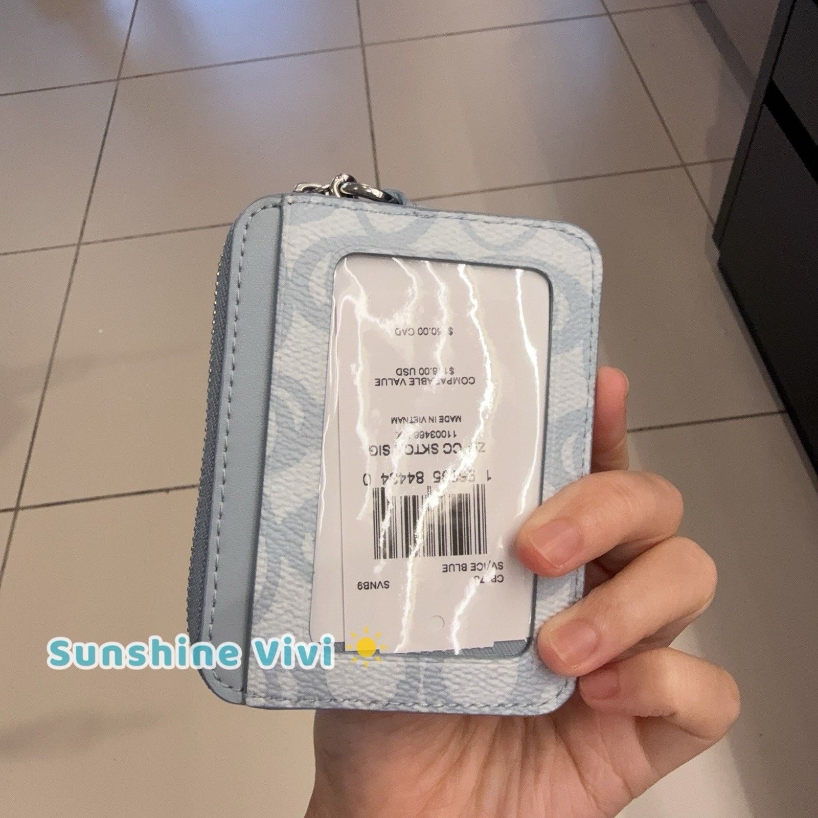 Coach NWT Coach Zip Card Case Sketch Canvas Ice Blue CBL78 Size ONE SIZE - 2 Thumbnail