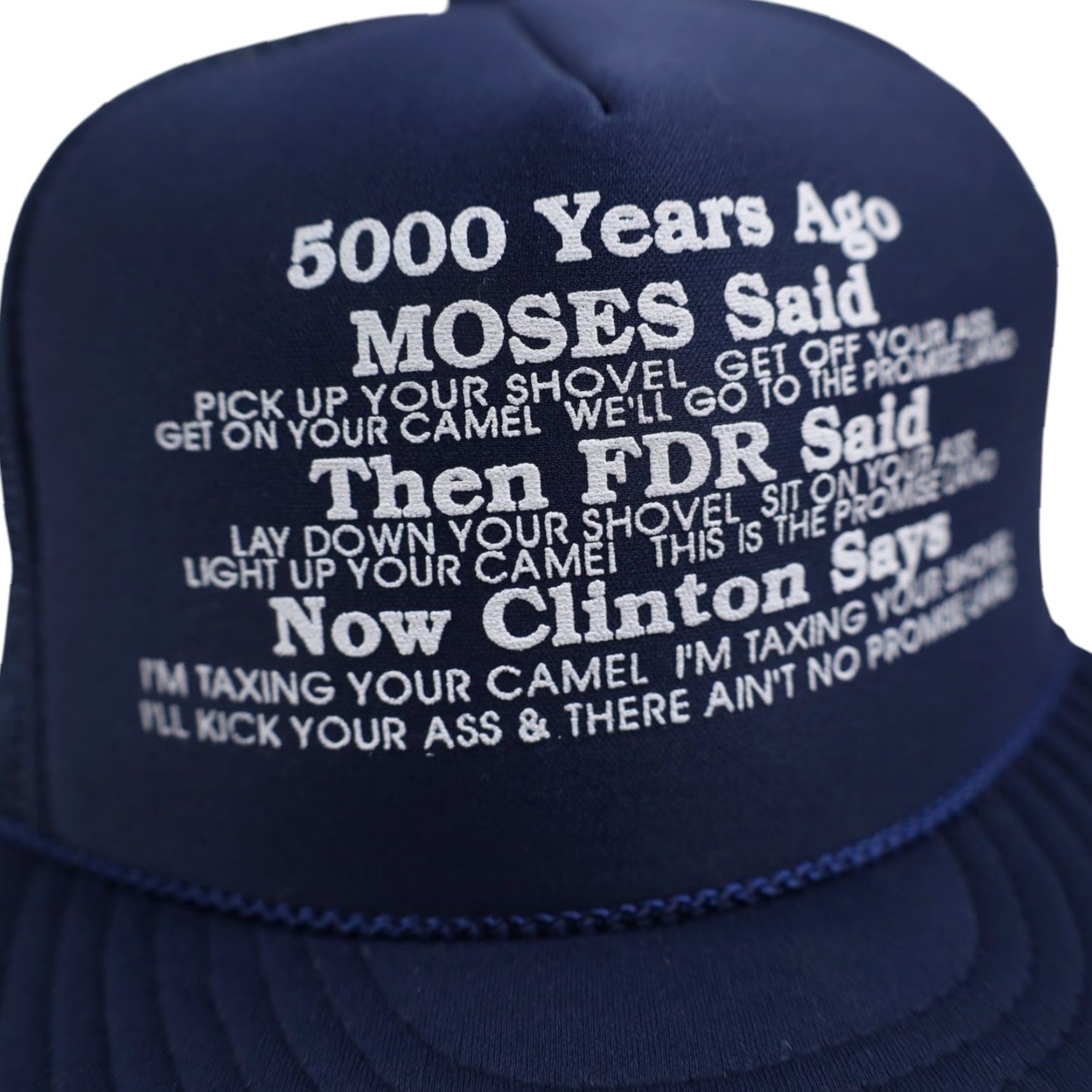 Vintage VINTAGE Moses, FDR, Clinton Taxation Graphic Trucker Hat Men One Size Blue OS Trucker Hat Size ONE SIZE - 3 Thumbnail