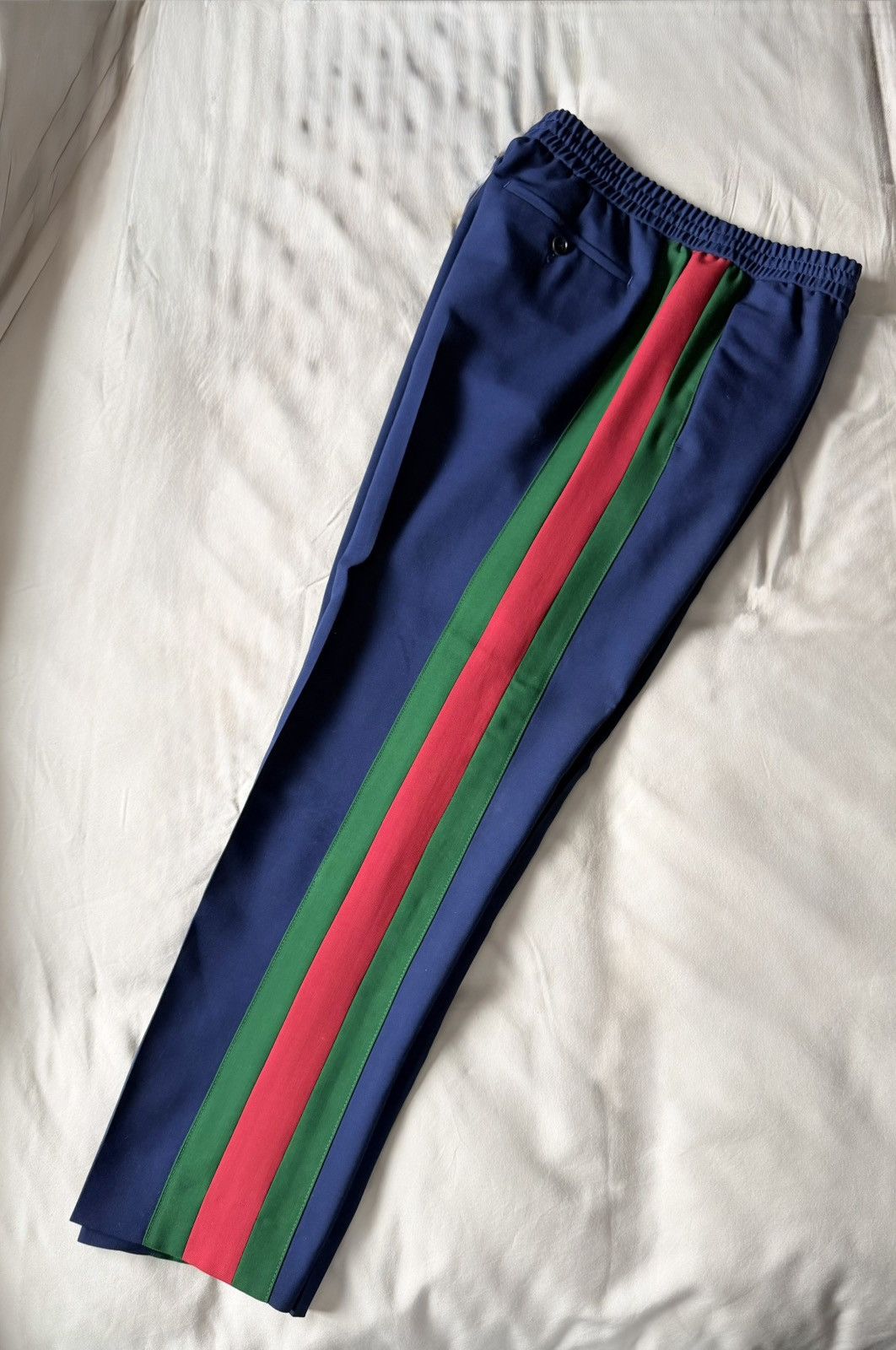 Gucci Gucci Wool Mohair Track Pants Navy w/ Web Stripe Size US 32 / EU 48 - 2 Thumbnail
