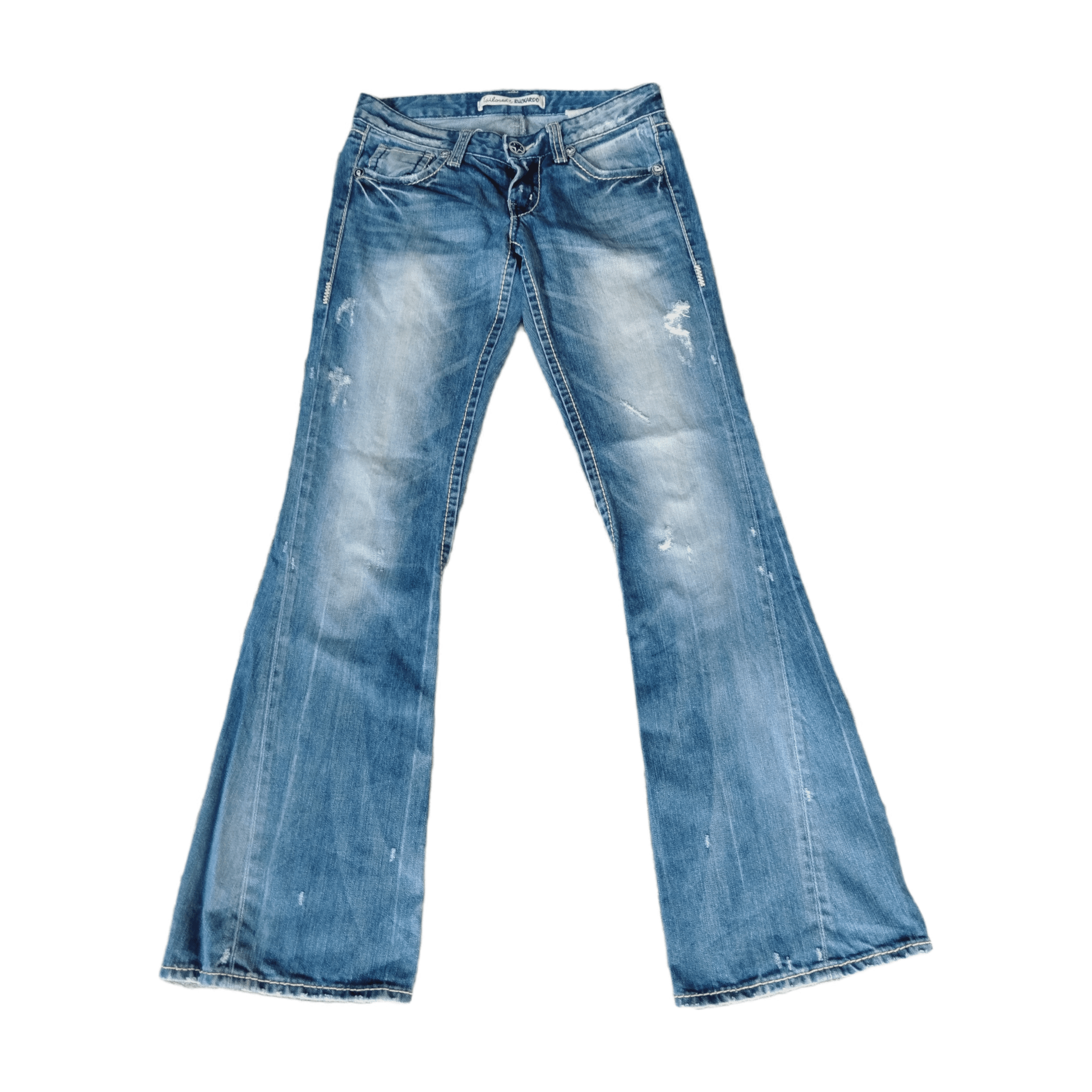 Isamu Katayama Backlash Vintage Buckaroo Distressed Flare Denim - Y2K Style Size US 31 - 1 Thumbnail