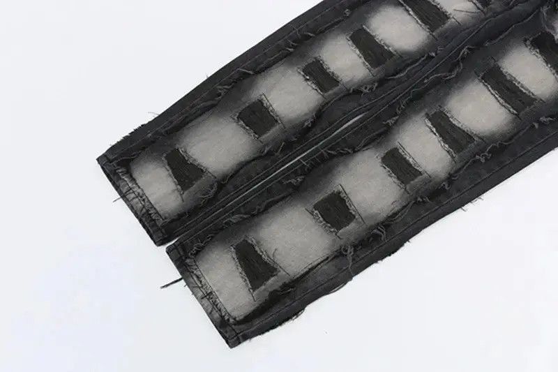 Japanese Brand Y2k streetwear frayed straight jeans trousers with holes Size US 30 / EU 46 - 4 Thumbnail