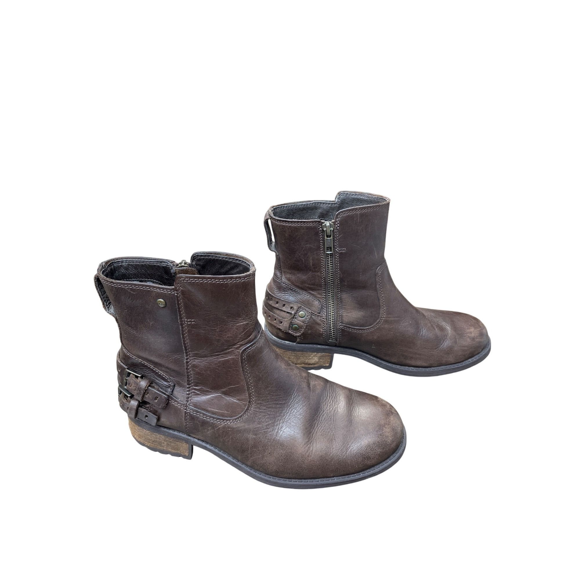 Ugg UGG Womens Brown Leather Ankle Moto Boots Size 8 SKU 9280 Size US 8 / IT 38 - 4 Thumbnail