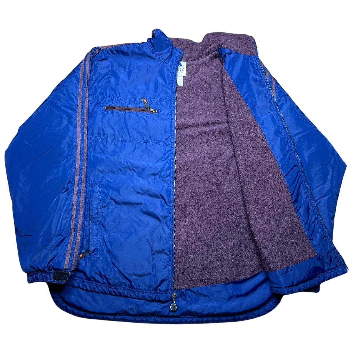 Adidas × Vintage Vintage 1990s Adidas Logo Striped Fleece Lined Anorak Jacket Size US XL / EU 56 / 4 - 3 Thumbnail