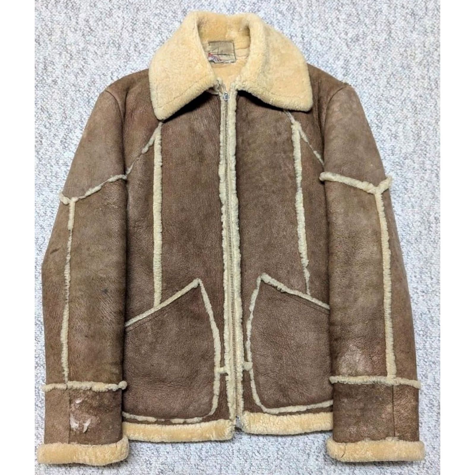 Vintage VINTAGE Filenes jacket Bomber Jacket Men M Brown Shearling/Sheepskin Leather 40 Rancher 40in chest Finland 1990s Mens Size US M / EU 48-50 / 2 - 2 Thumbnail