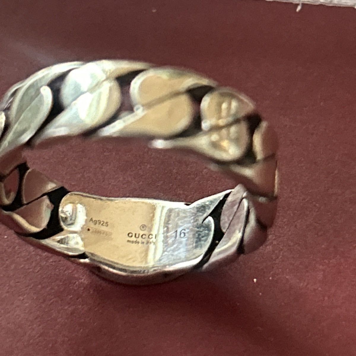 Gucci Gucci Sterling Silver Interlocking Curb Chain Ring Ag 925 Size ONE SIZE - 4 Thumbnail
