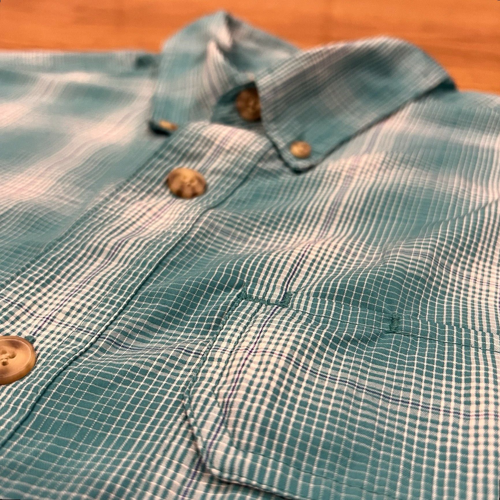 CO Duluth Shirt Blue Plaid Button-Down Short Sleeve Mens L Casual Business Travel Workwear Size US L / EU 52-54 / 3 - 2 Thumbnail