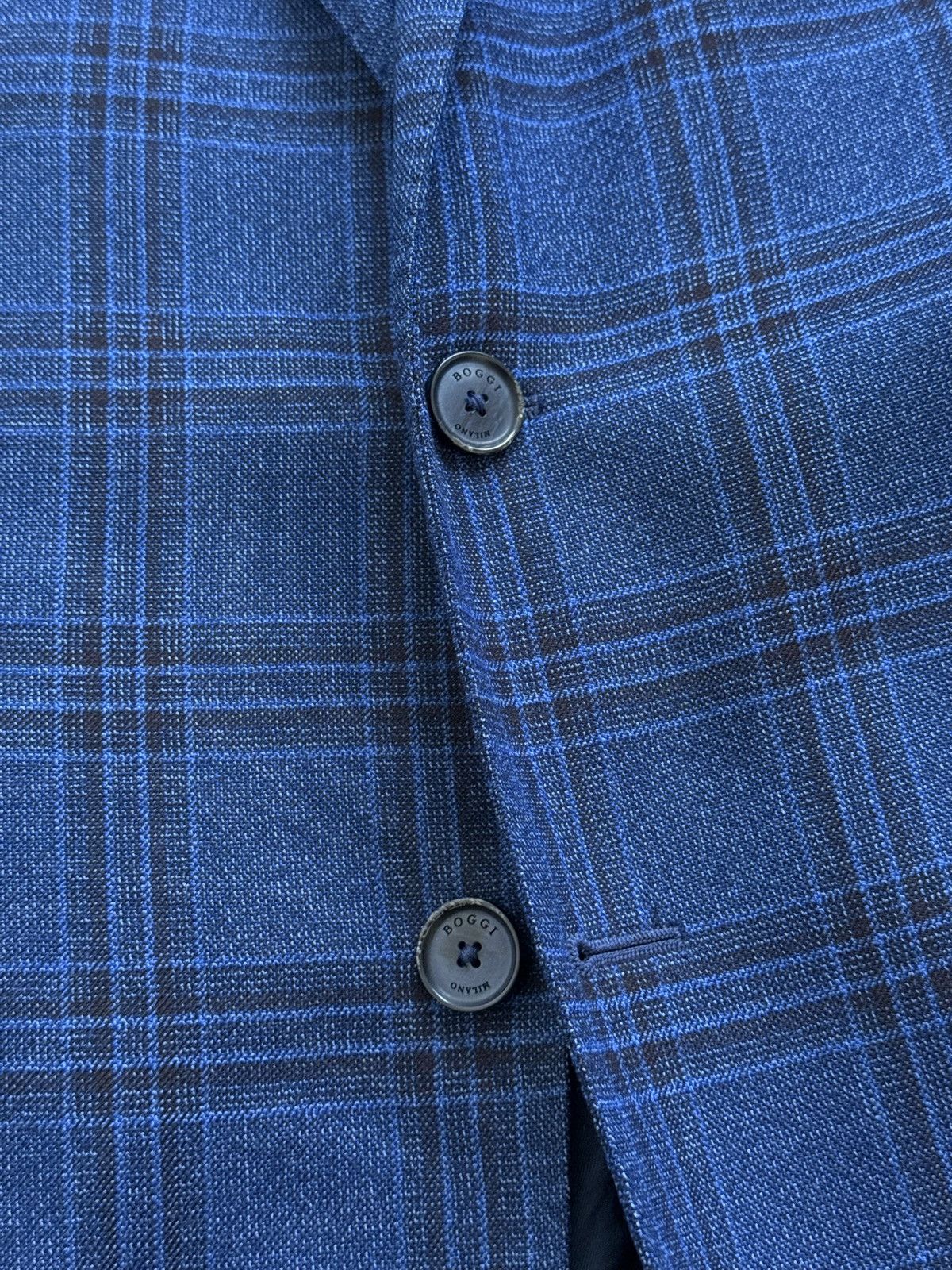 Boggi Boggi Milano Wool Drago 130s Navy Blue Plaid Blazer Jacket Size 42R - 7 Thumbnail
