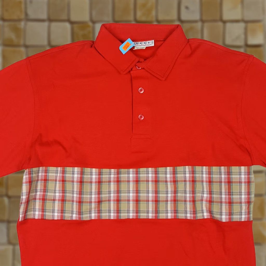 Vintage VINTAGE Vecci Plaid Striped Men's Polo Shirt Red Short Sleeve Size L 80s Retro Casual Polo Mens Size US L / EU 52-54 / 3 - 1 Thumbnail