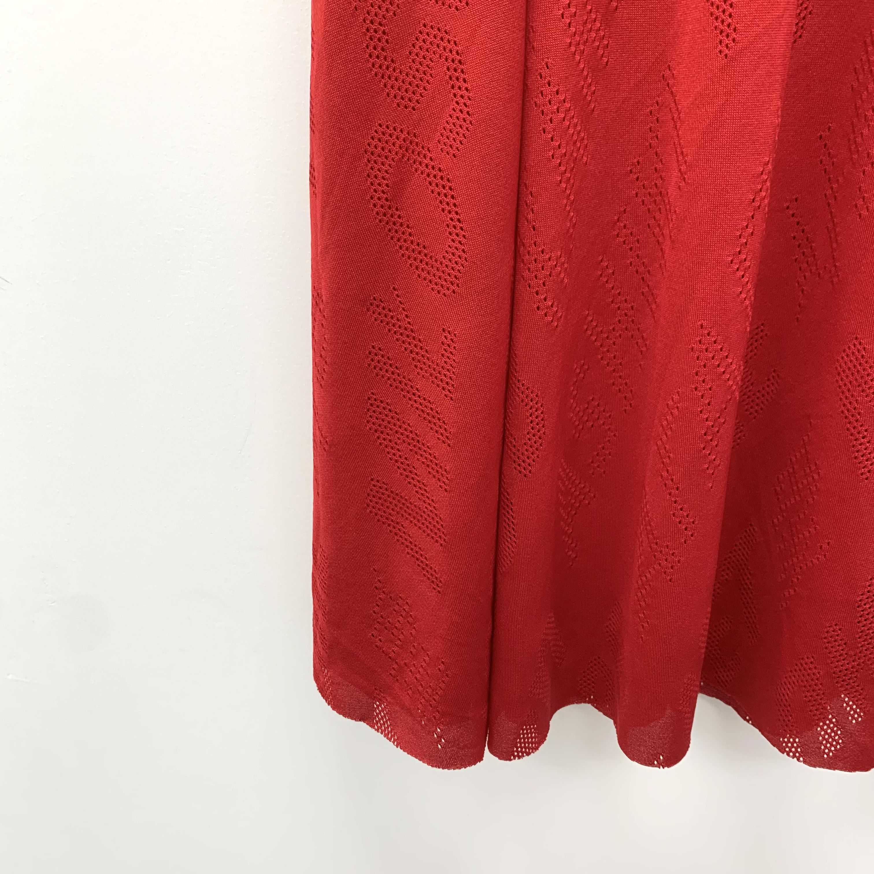 Balenciaga CW0423 Balenciaga Red Maxi Skirt With Textured Pattern Size 26" / US 2 / IT 38 - 4 Thumbnail