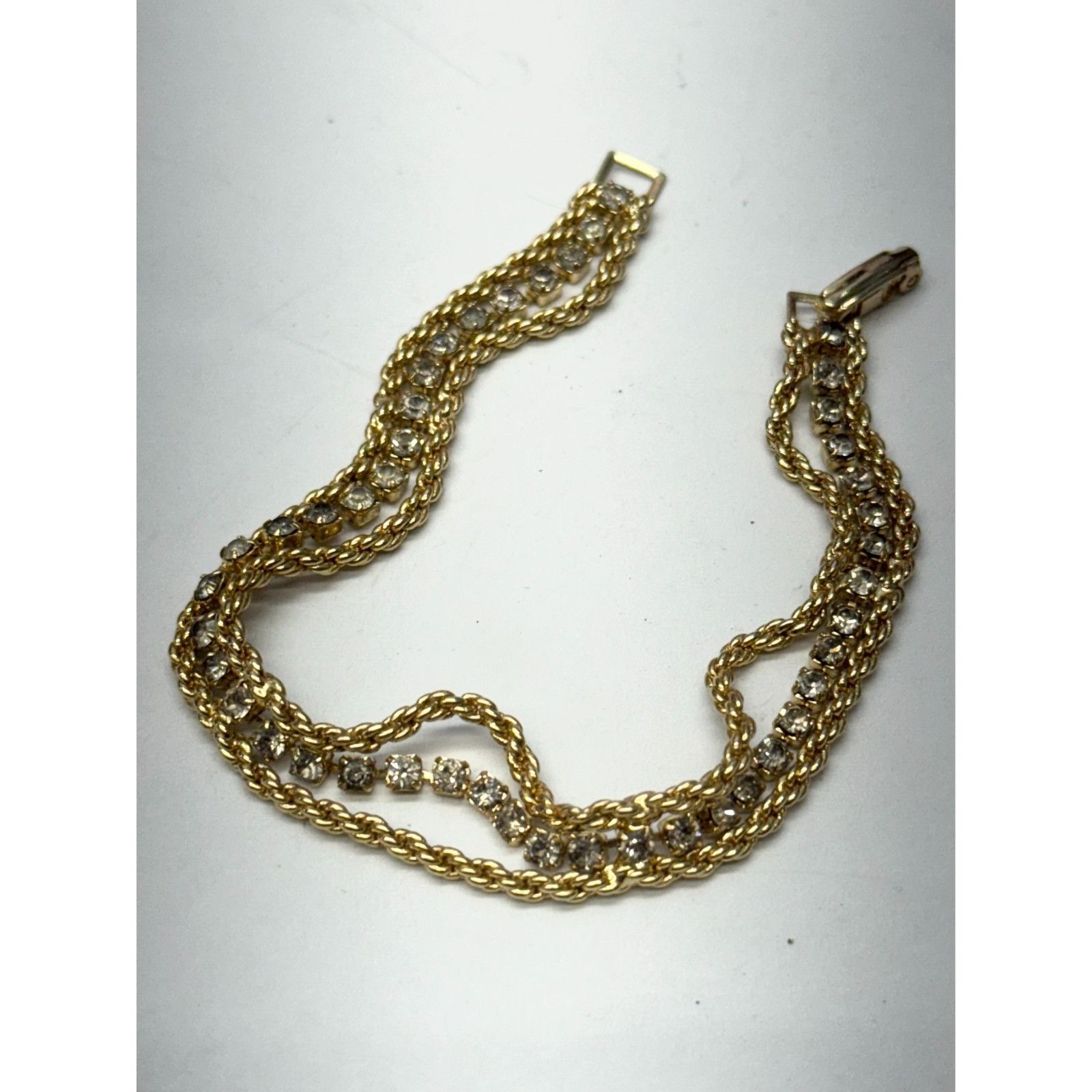 Vintage Vintage rhinestone gold tone chain bracelet Size ONE SIZE - 2 Thumbnail