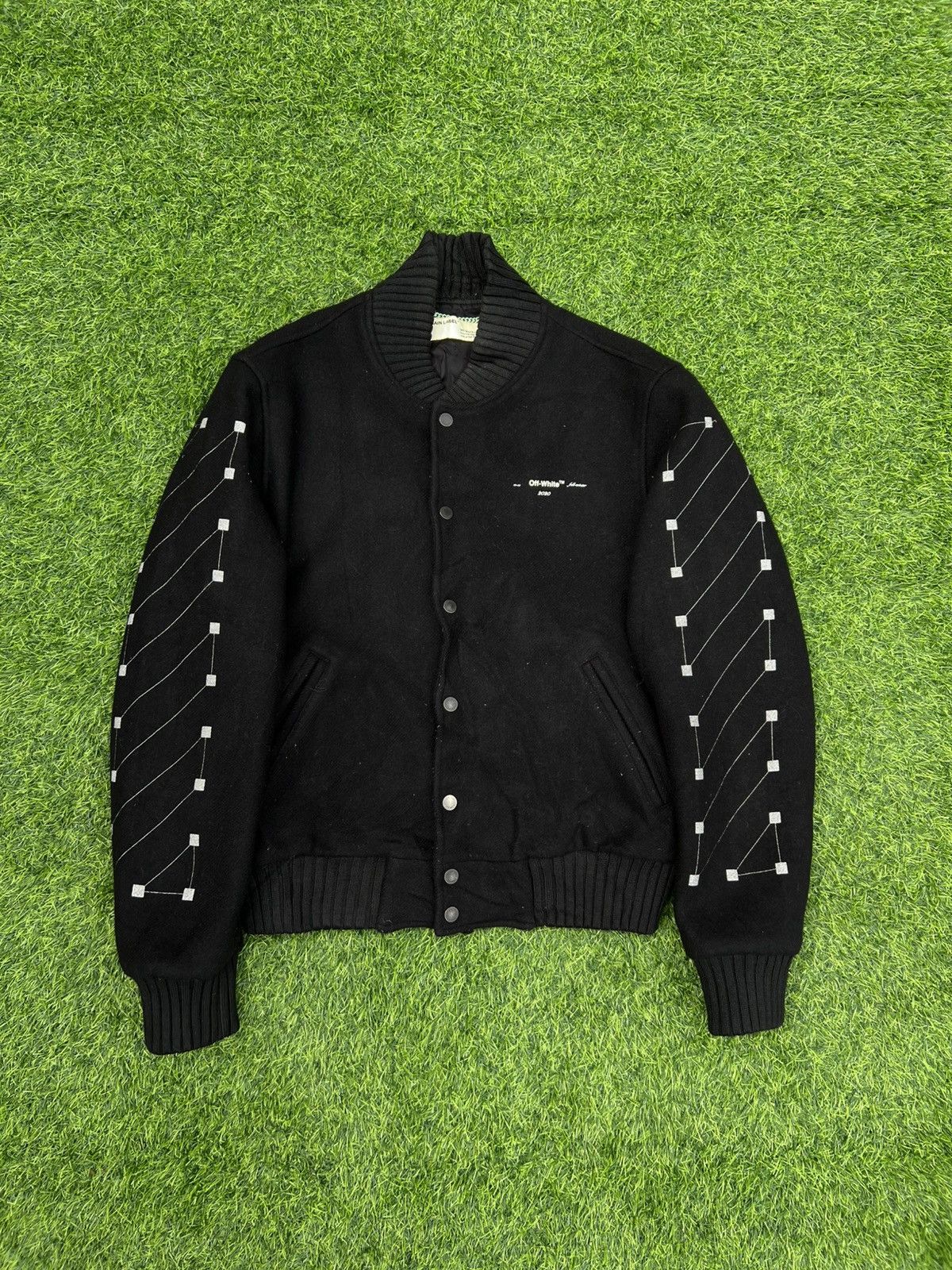 Off-White Off-White c/o Virgil FW20 (Black) Wool VarsityJacket- Large Size US M / EU 48-50 / 2 - 2 Thumbnail