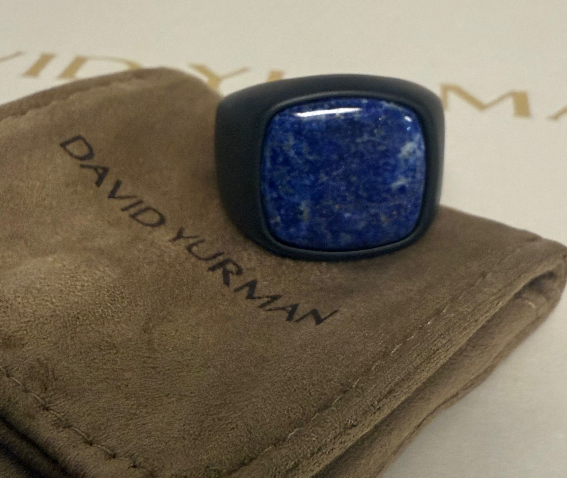 David Yurman David Yurman Black Titanium Men's Lapis Signet Ring Size ONE SIZE - 1 Thumbnail