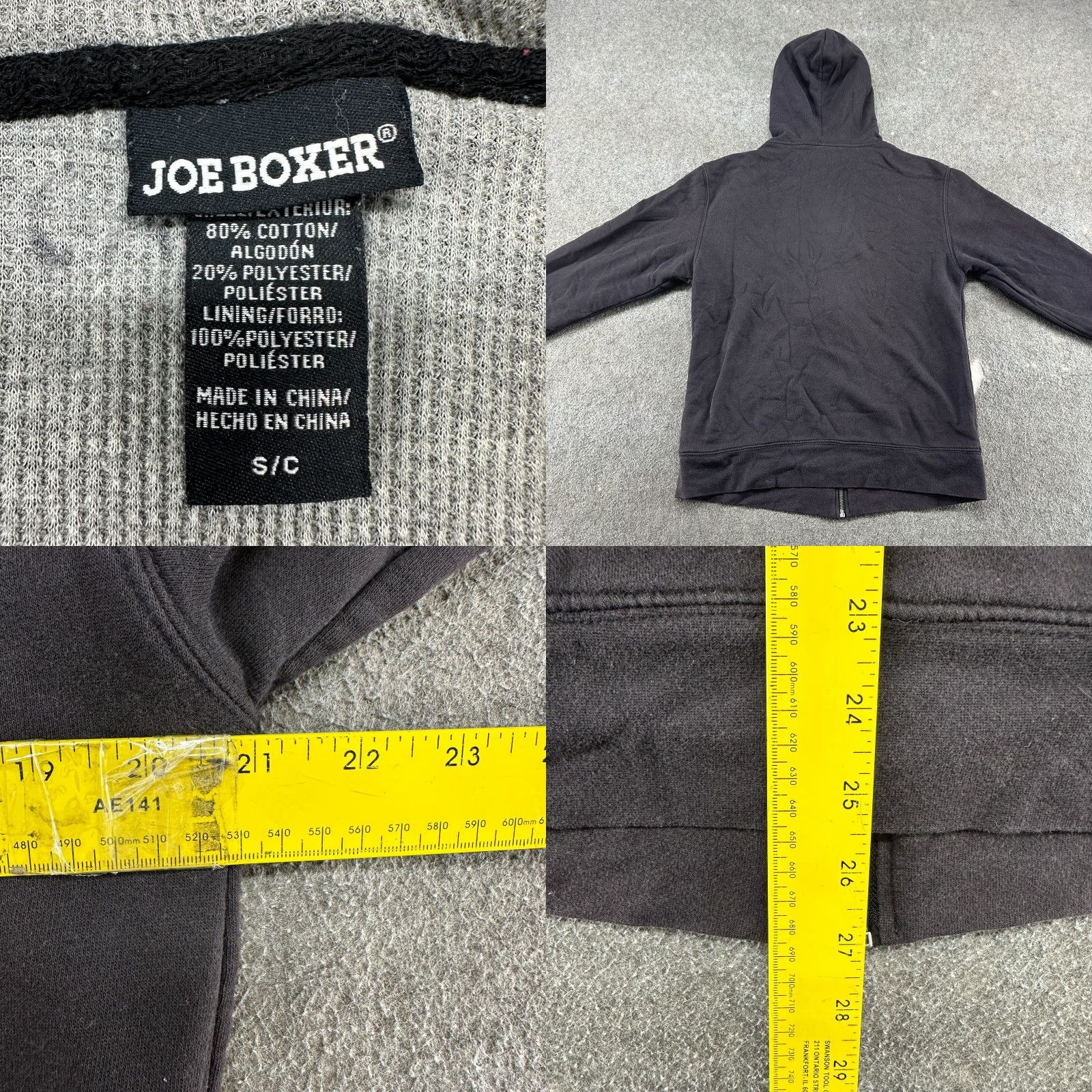 Joe Boxer VINTAGE Joe Boxer Hoodie Mens Small Black Full Zip Thermal Lined Sun Faded Y2K Size US S / EU 44-46 / 1 - 8 Thumbnail