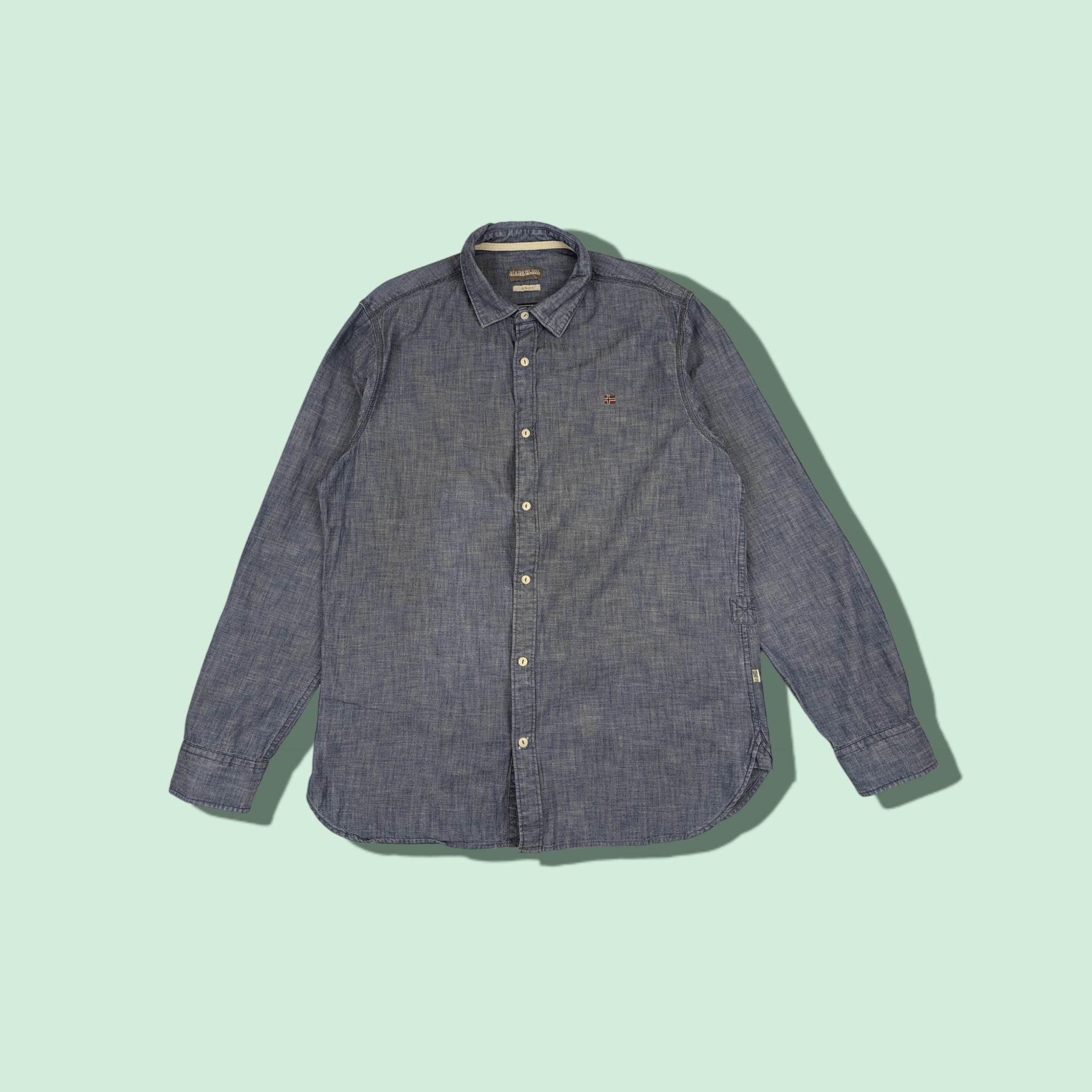 Napapijri NAPAPIJRI Denim Style Button Up Shirt Slim Fit Size US XL / EU 56 / 4 - 1 Thumbnail