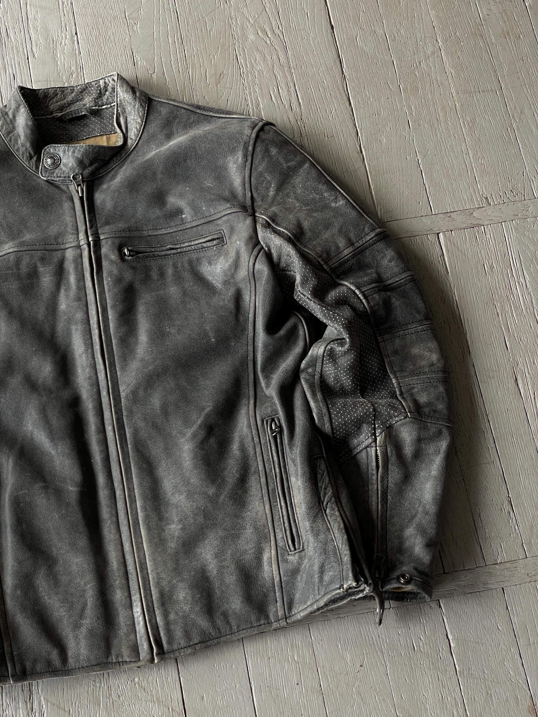Vintage CRAZY Real Leather Motorcycle Jacket Size US M / EU 48-50 / 2 - 3 Thumbnail
