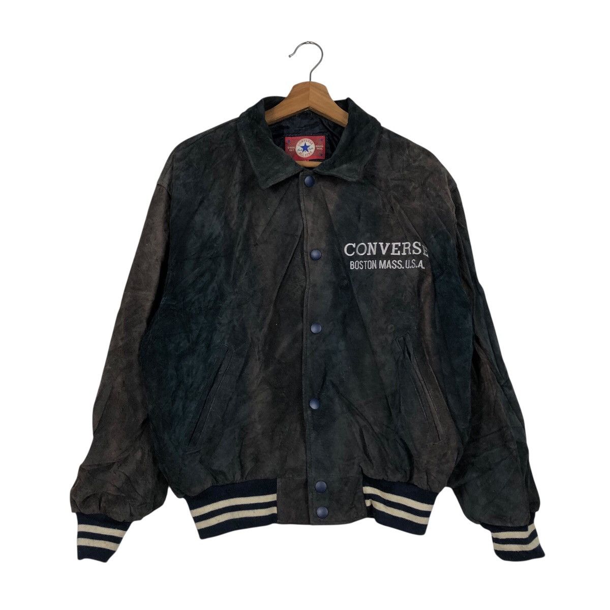 Japanese Brand Vintage Bomber Leather Jacket Converse All Star Boston Mass Size US M / EU 48-50 / 2 - 3 Thumbnail