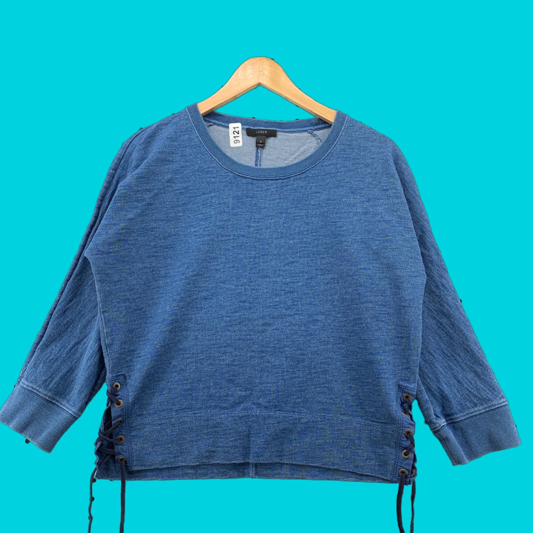 J.Crew JCrew Sweatshirt Blue Womens Small Tie Up Sides Long Sleeve Casual Size S / US 4 / IT 40 - 1 Thumbnail
