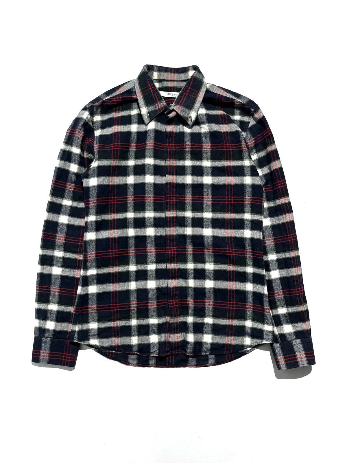 Givenchy Givenchy Navy Blue Checkered Studded Flannel Shirt Size US S / EU 44-46 / 1 - 1 Thumbnail