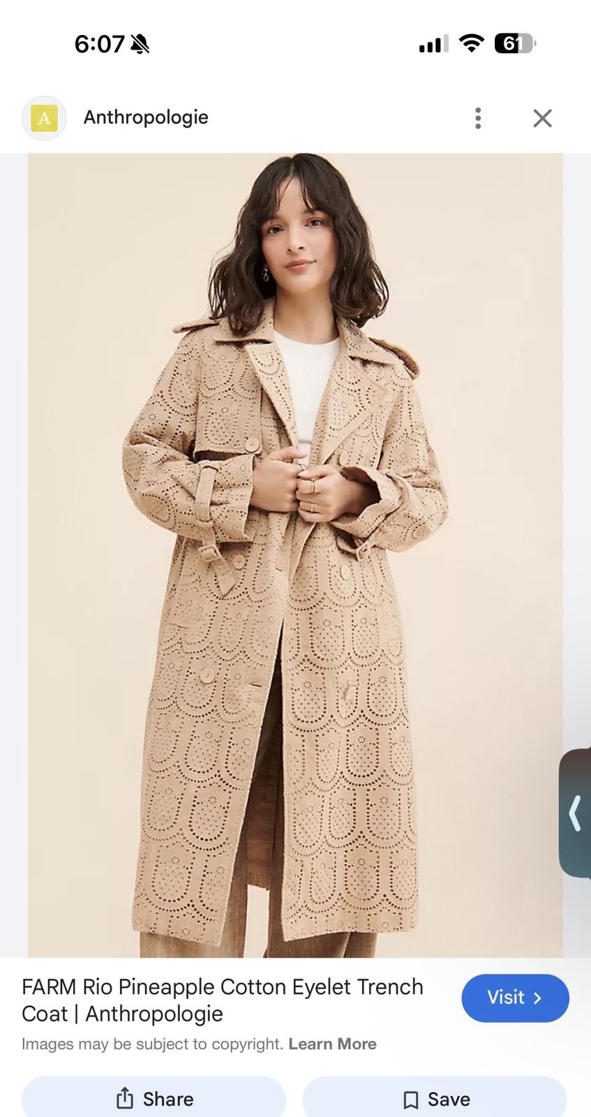 Farm Rio Farm Rio Embroidered Pineapple Cotton Trench Coat Size S / US 4 / IT 40 - 2 Thumbnail