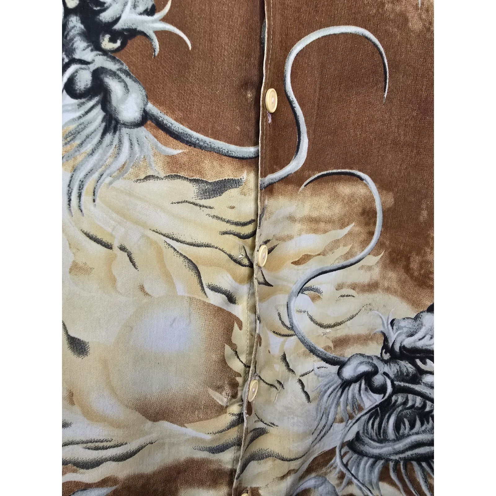 Other Y2K Dragon Shirt Brown Oscar Misa L AOP Button Up Size US L / EU 52-54 / 3 - 10 Thumbnail