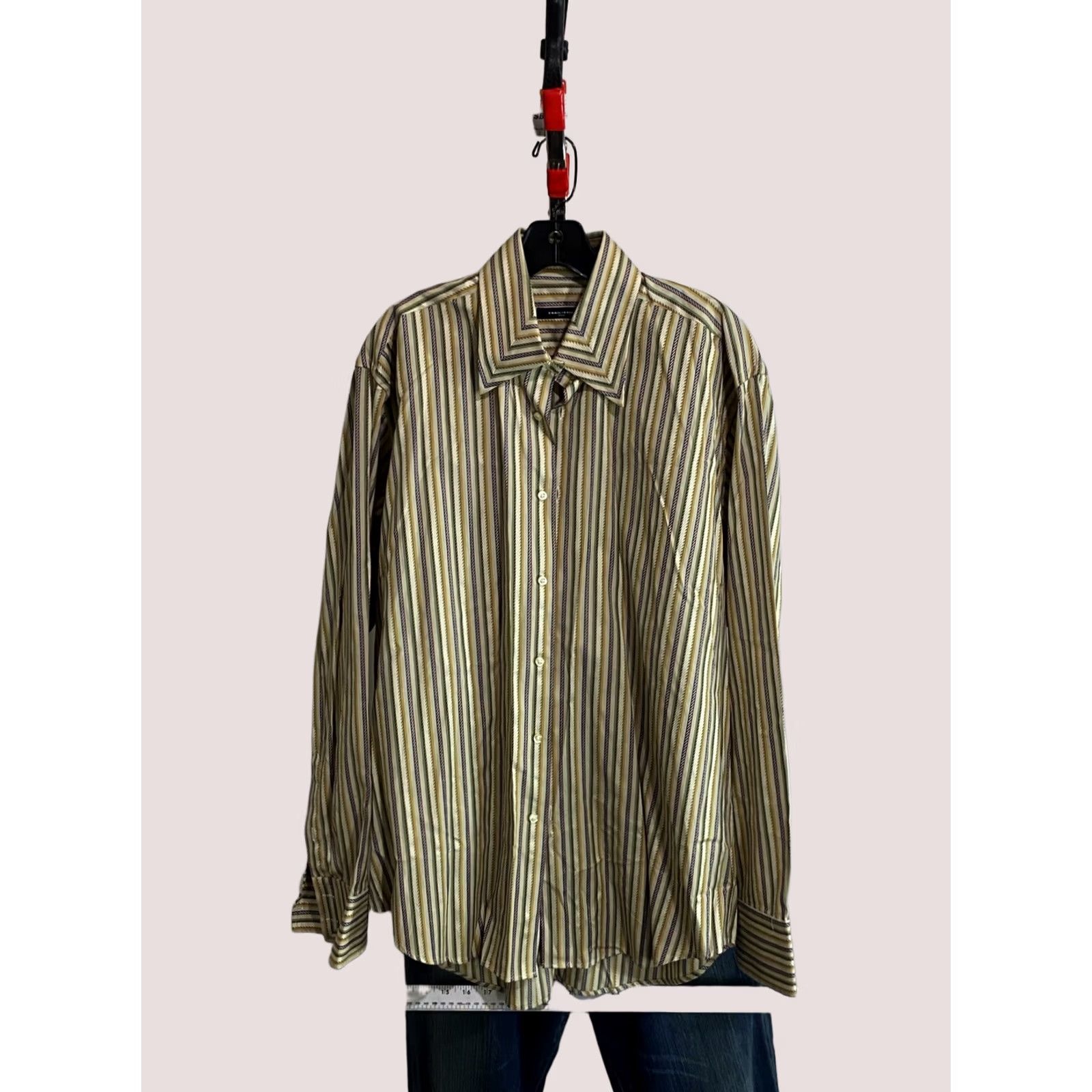 Vintage Equilibrio Stripe LONG SLEEVE SHIRT Large L 16.5 x 35/36 Mens Regular Button-Up XS? Size US L / EU 52-54 / 3 - 1 Thumbnail