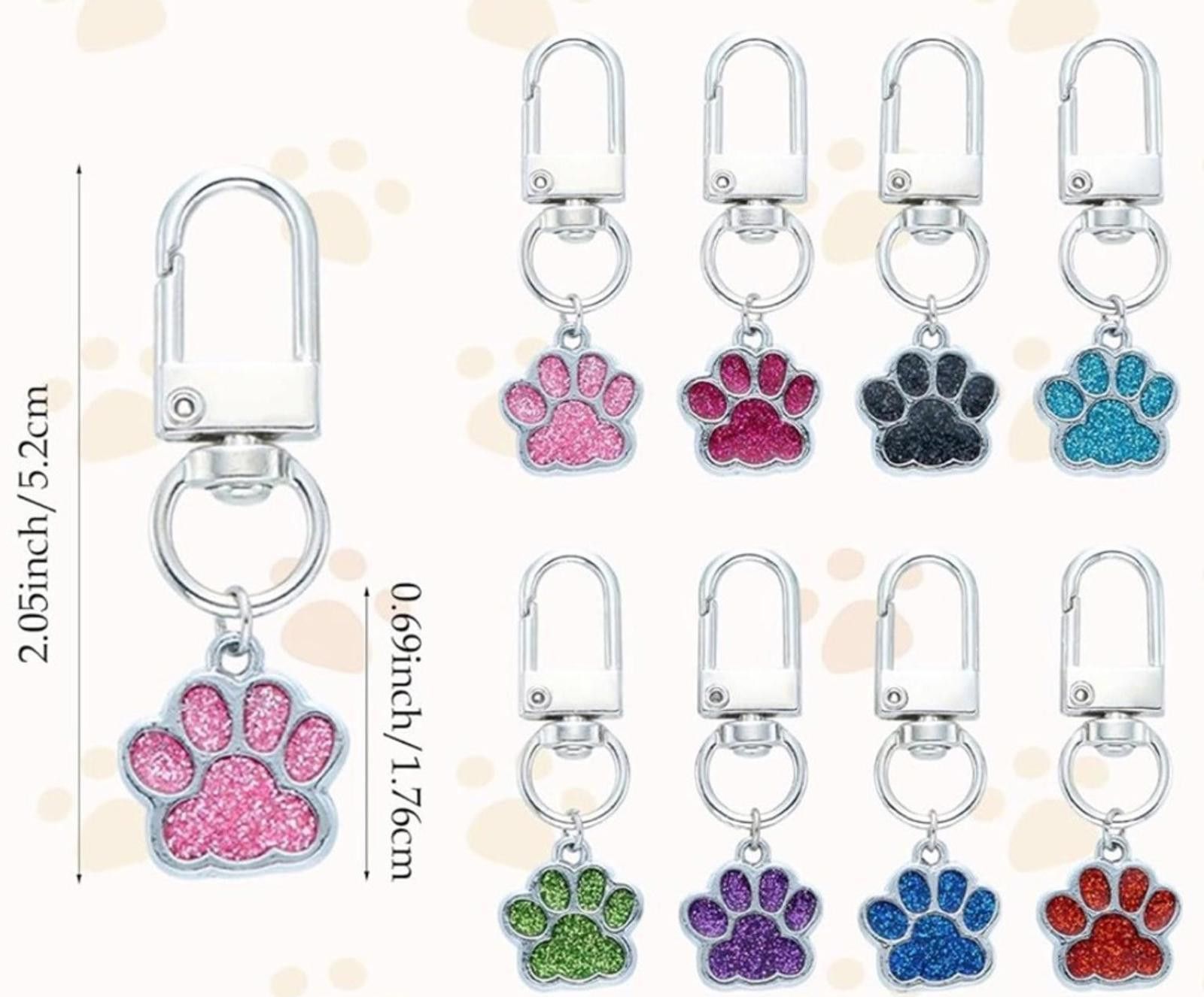 Other 1 PC Black Keychain Paw Animal Print Bag Charm Glitter Size ONE SIZE - 2 Thumbnail