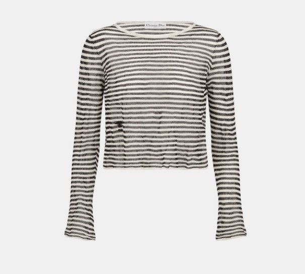 Dior o1w1db11124 Mariniere Sweater in Black & White Size L / US 10 / IT 46 - 1 Thumbnail