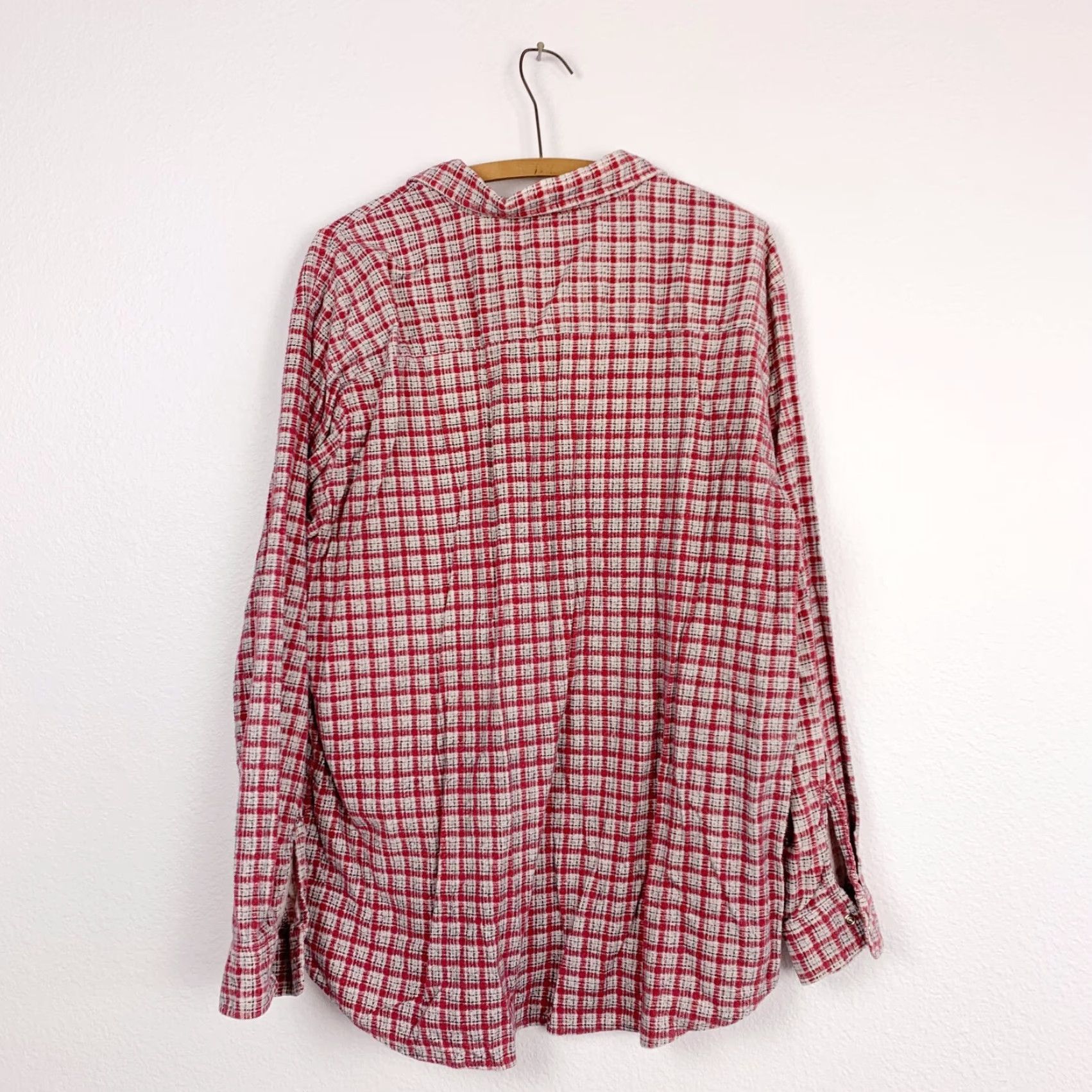 Haband VINTAGE Haband Pearl Snap Grunge Red White Long Sleeve Flannel Shirt L Mens Size US L / EU 52-54 / 3 - 6 Thumbnail