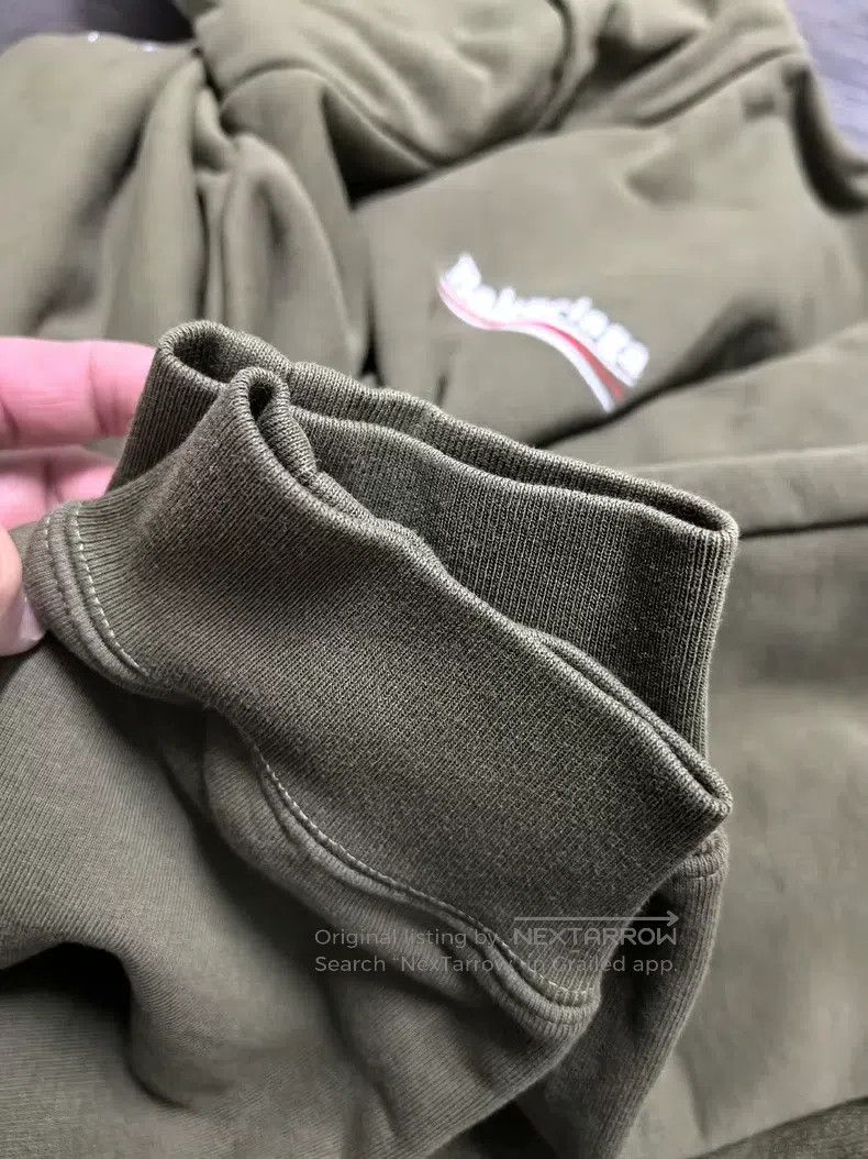 Balenciaga Balenciaga Army Green Embroidered Logo Distressed Hoodie Size US XS / EU 42 / 0 - 8 Thumbnail