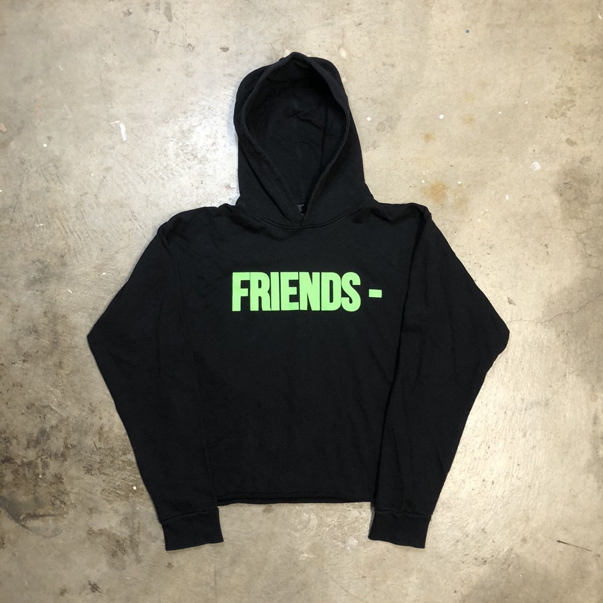 image of Vlone Friends Hoodie Small Green Print in Black, Men's