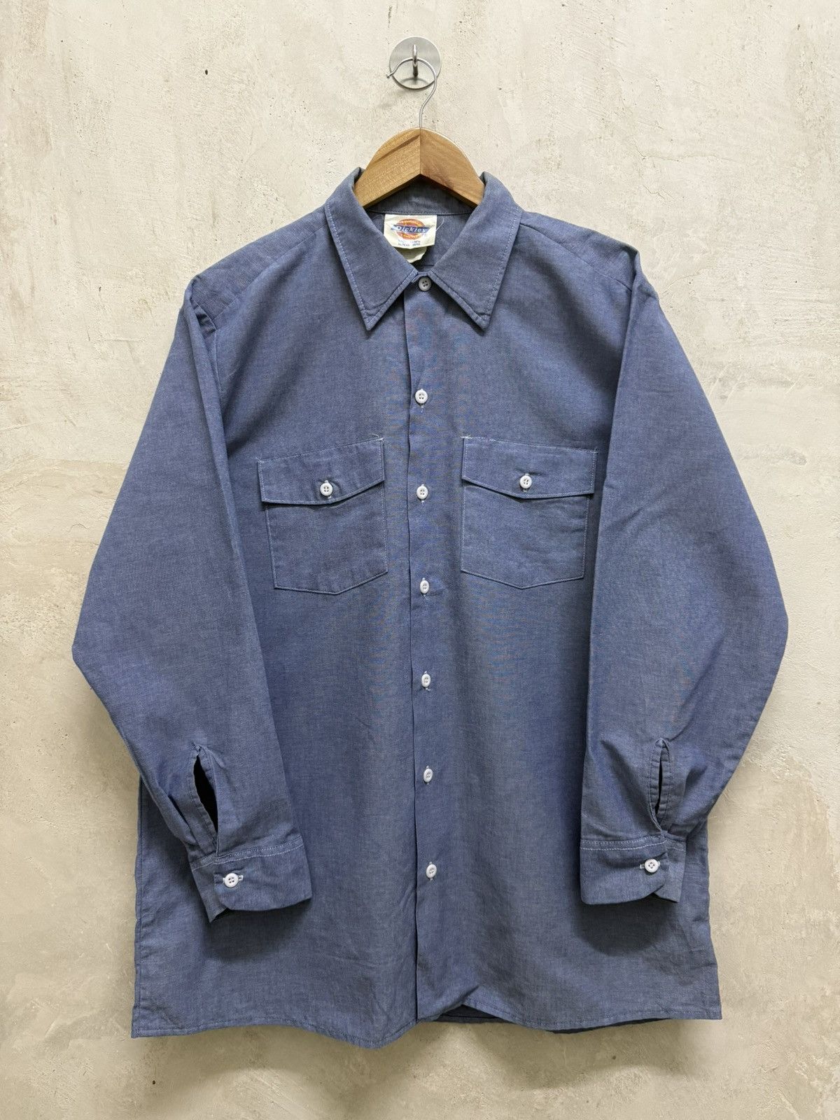 Dickies Vintage 80s Dickies Chambray Mechanic Work Button LS Shirt Size US XL / EU 56 / 4 - 1 Thumbnail
