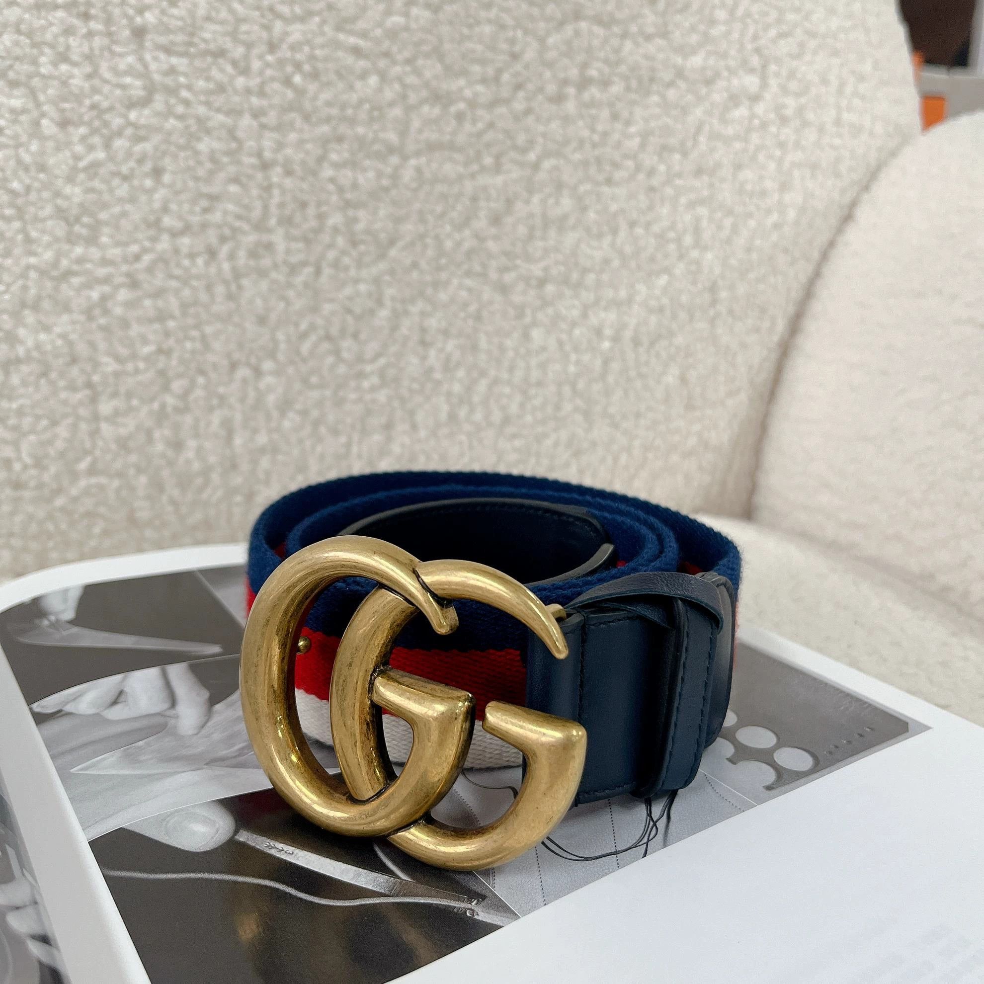 Gucci Gucci Double G color blocked fabric belt Size ONE SIZE - 1 Thumbnail