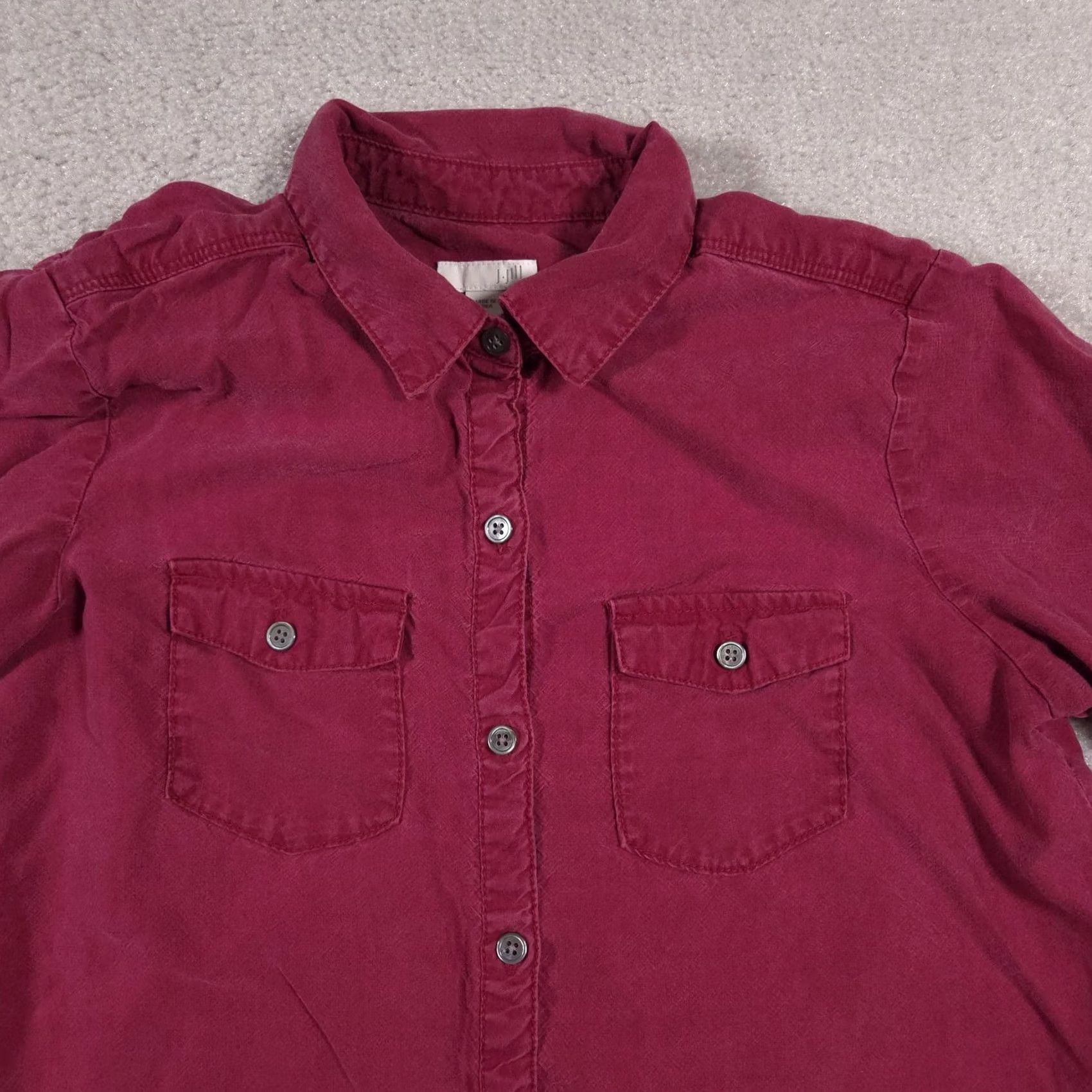 J. Jill J. Jill Shirt Womens XS Long Sleeve Button-Up Tencel Lyocell Pocket Blouse Pink Shirt Women XS Lyocell Button-Up Blouse Size XS / US 0-2 / IT 36-38 - 3 Thumbnail