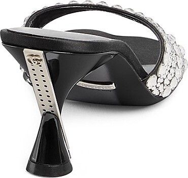Gucci o1s1wg110125 Embellished Satin Mules With Crystals in Black Size US 5.5 / IT 35.5 - 3 Thumbnail