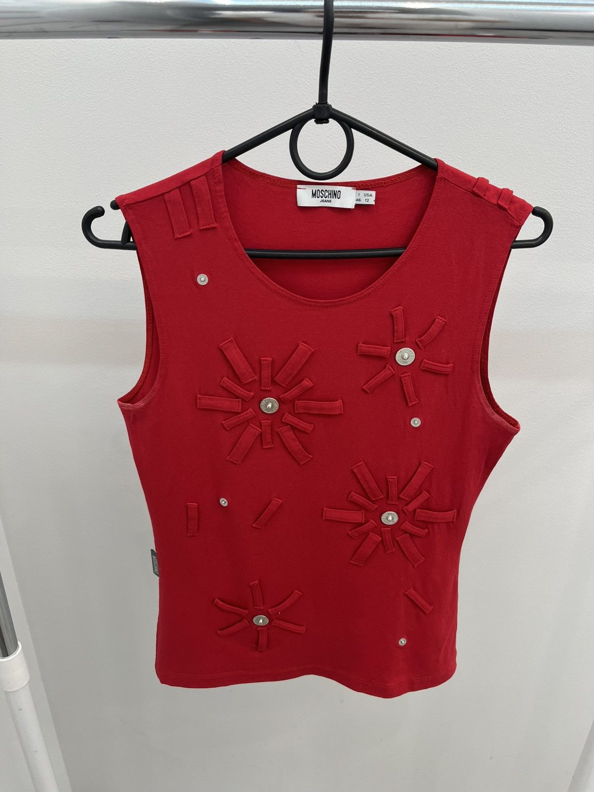 Moschino Vintage Moschino Y2K Metal Rivets Tank T-shirt Tee Size L / US 10 / IT 46 - 2 Thumbnail