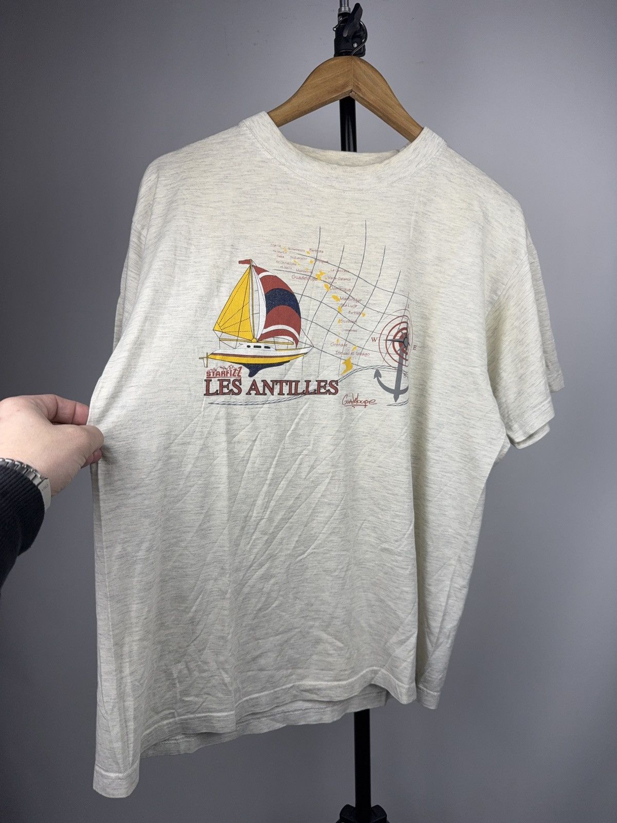 Vintage 90s Vintage Les Antilles Guadeloupe Sailboat Travel T-Shirt Size US M / EU 48-50 / 2 - 2 Thumbnail