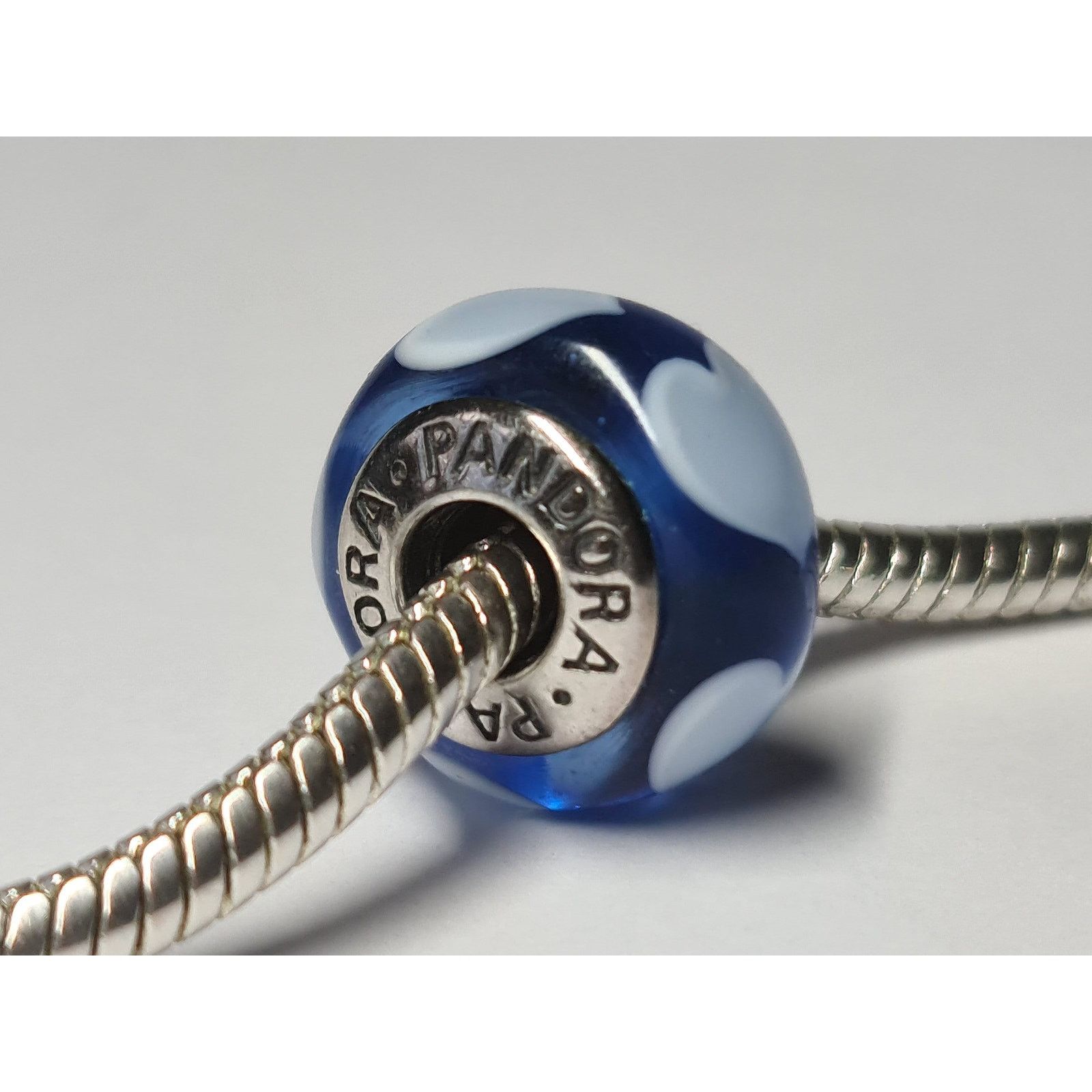 pandora Pandora Sterling Silver Blue Love Hearts Murano Glass Charm Size ONE SIZE - 2 Thumbnail