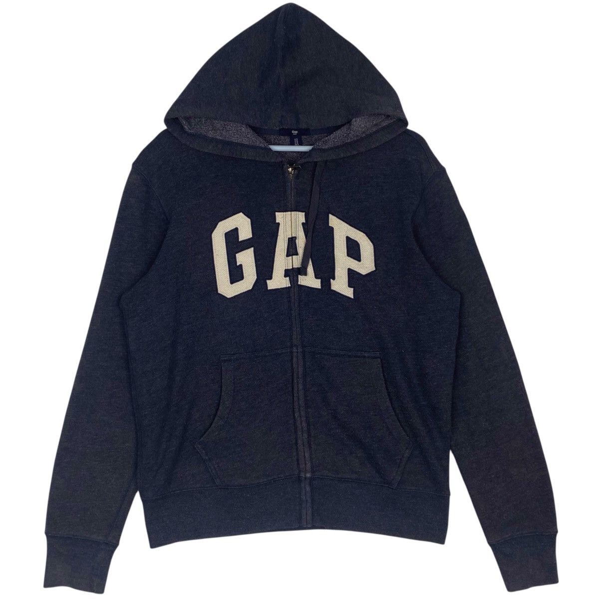 Vintage GAP Full Zipper Hoodie Sweater Black Big Logo Size M