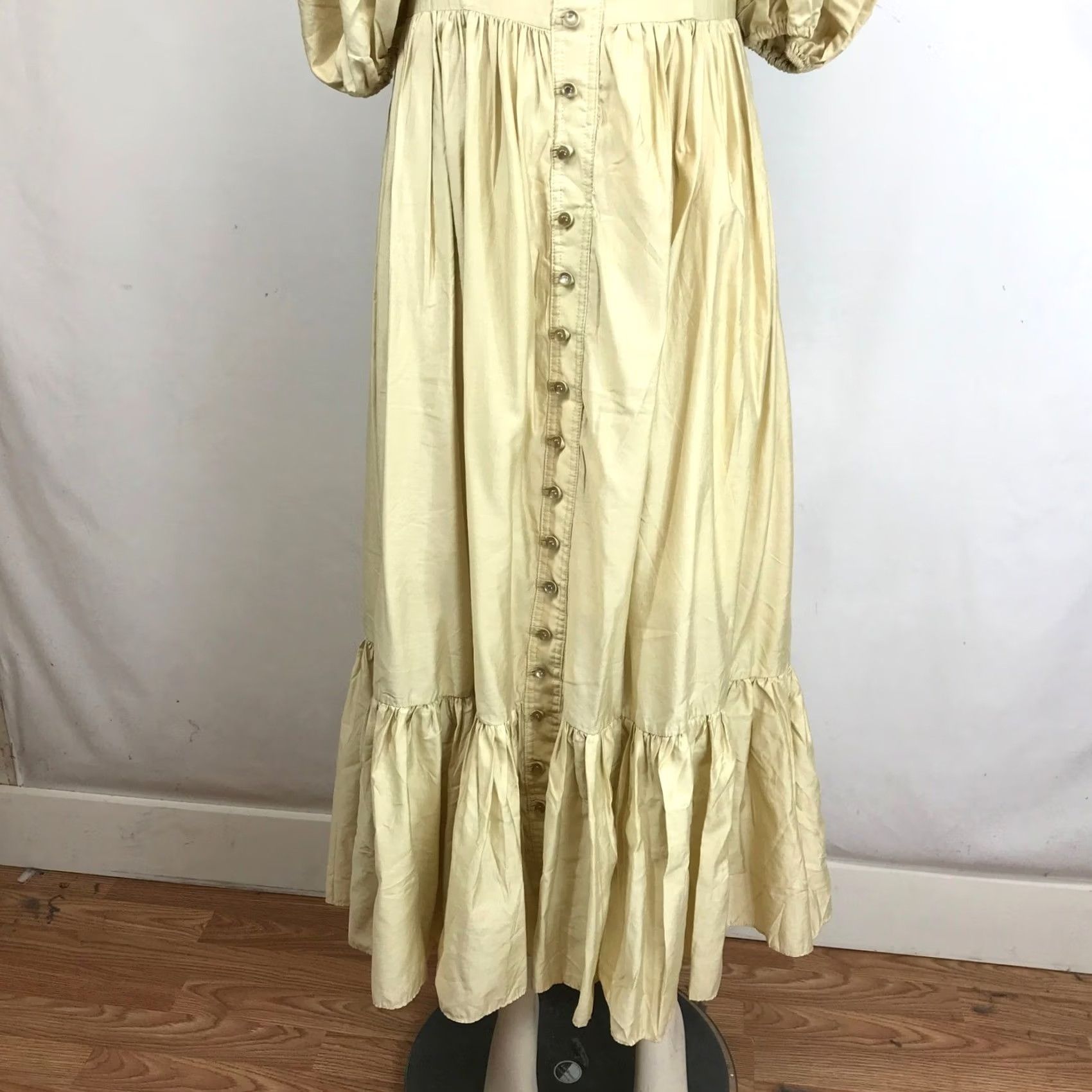 Vintage BEULAH Puff Sleeve Button Front Maxi Dress Beige Yellow Size L Women Summer Casual Party/Cocktail Size L / US 10 / IT 46 - 3 Thumbnail