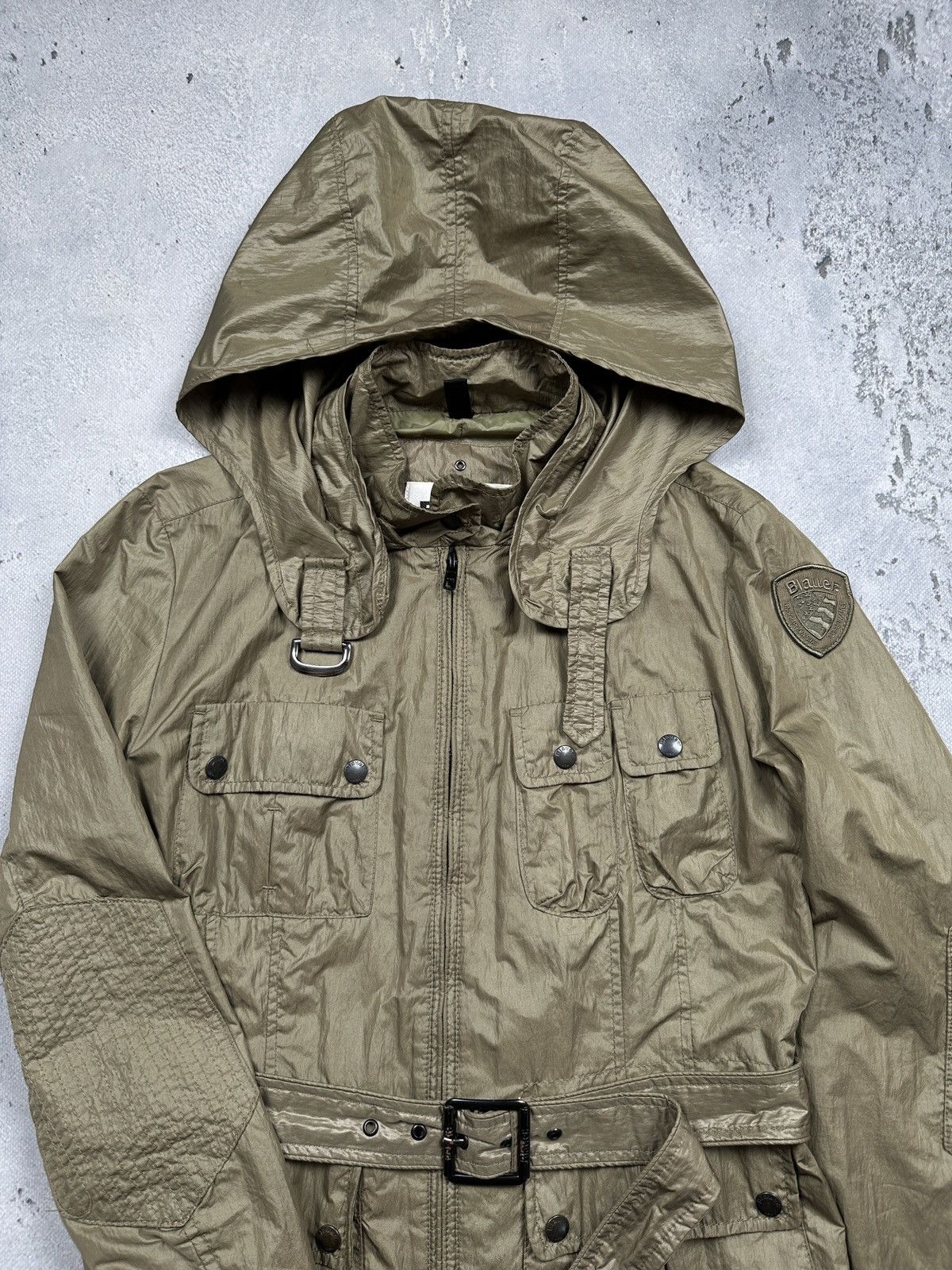 Alpha Industries Blauer USA Military-Style Hooded Belted Nylon Jacket 90s y2k Size XL / US 12-14 / IT 48-50 - 7 Thumbnail